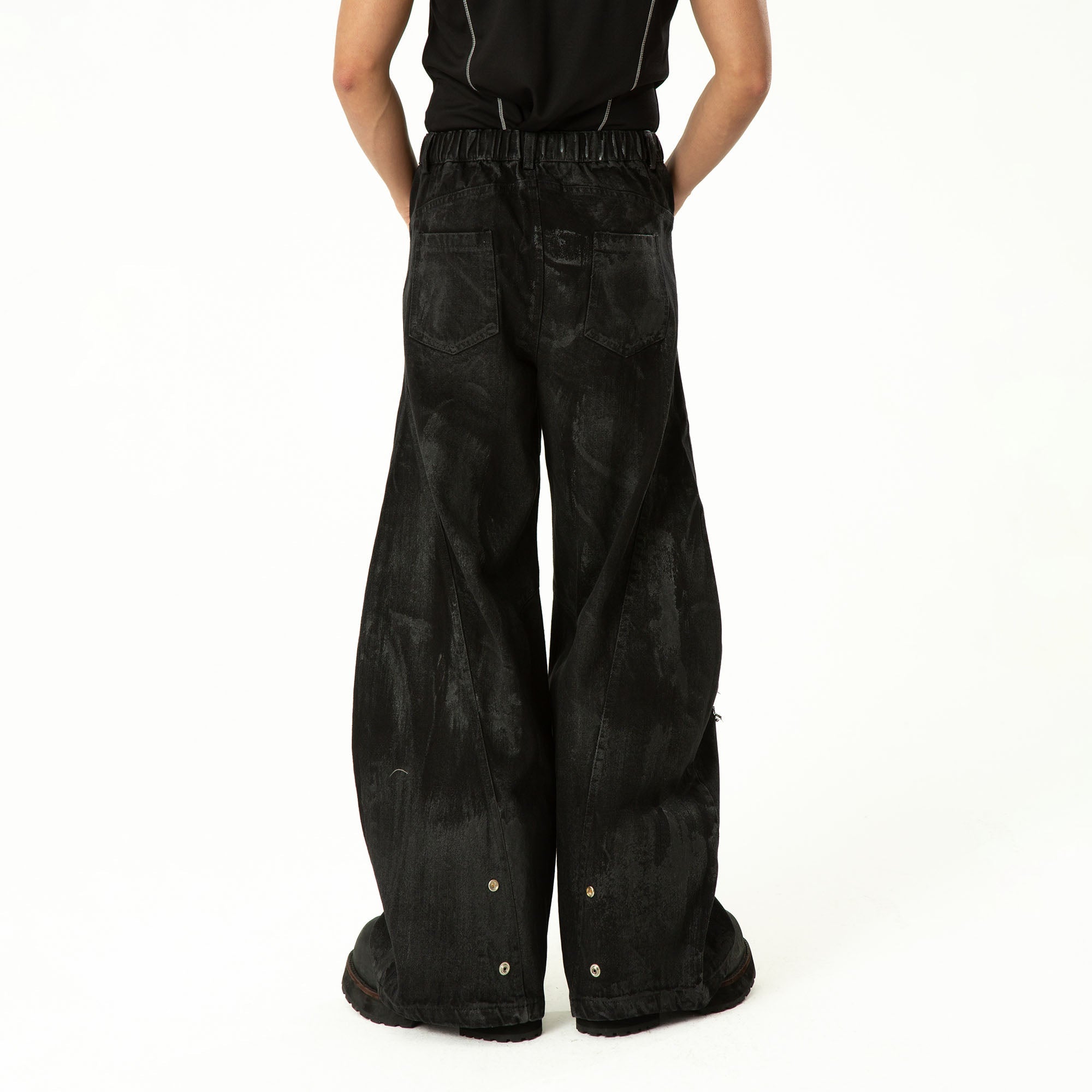 CLP Distressed Curved-Panel Oversized Jeans-Jeans-S-Free Shipping Leatheretro