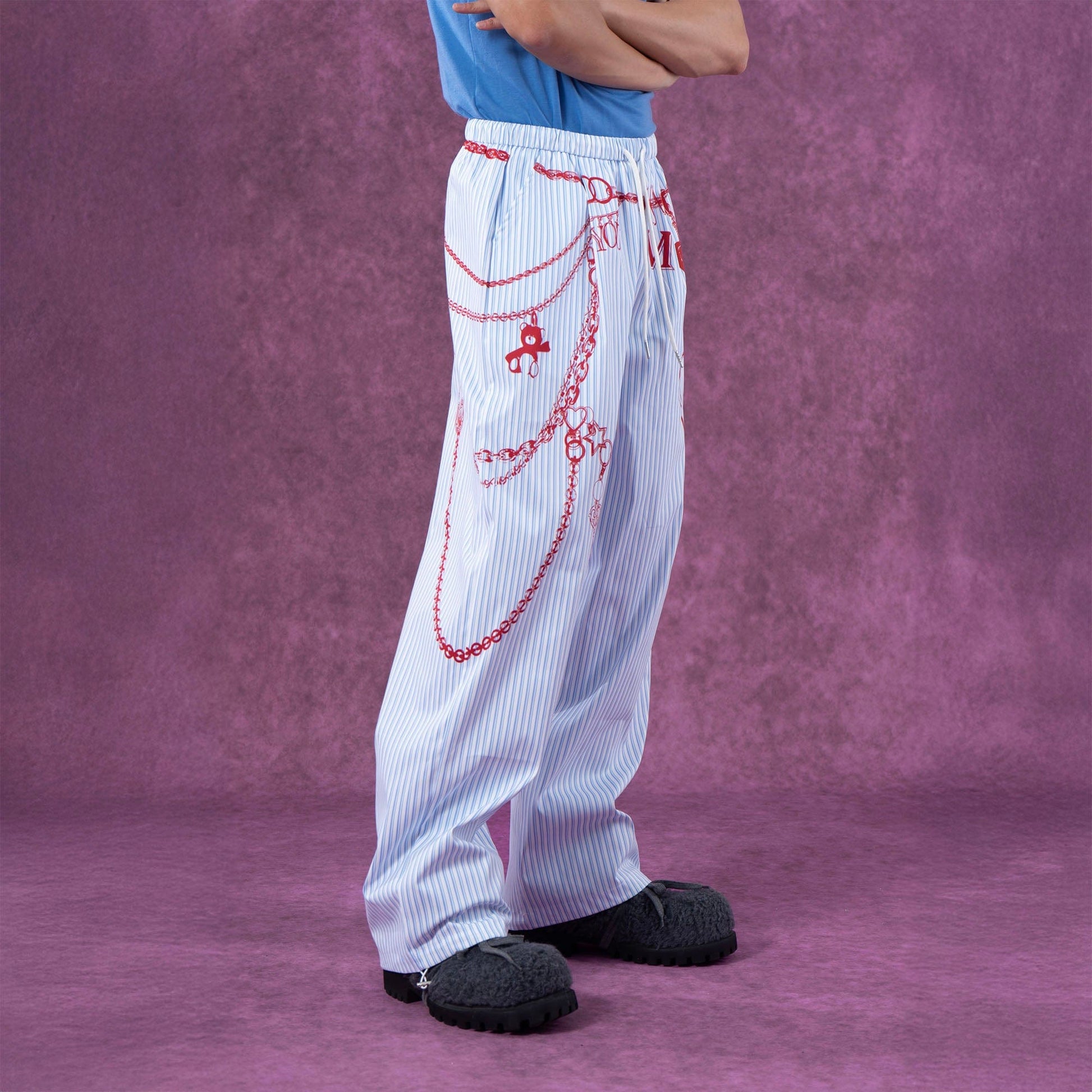 CLP Charm Graphic Striped Drawstring Pants-Pants-S-Free Shipping Leatheretro