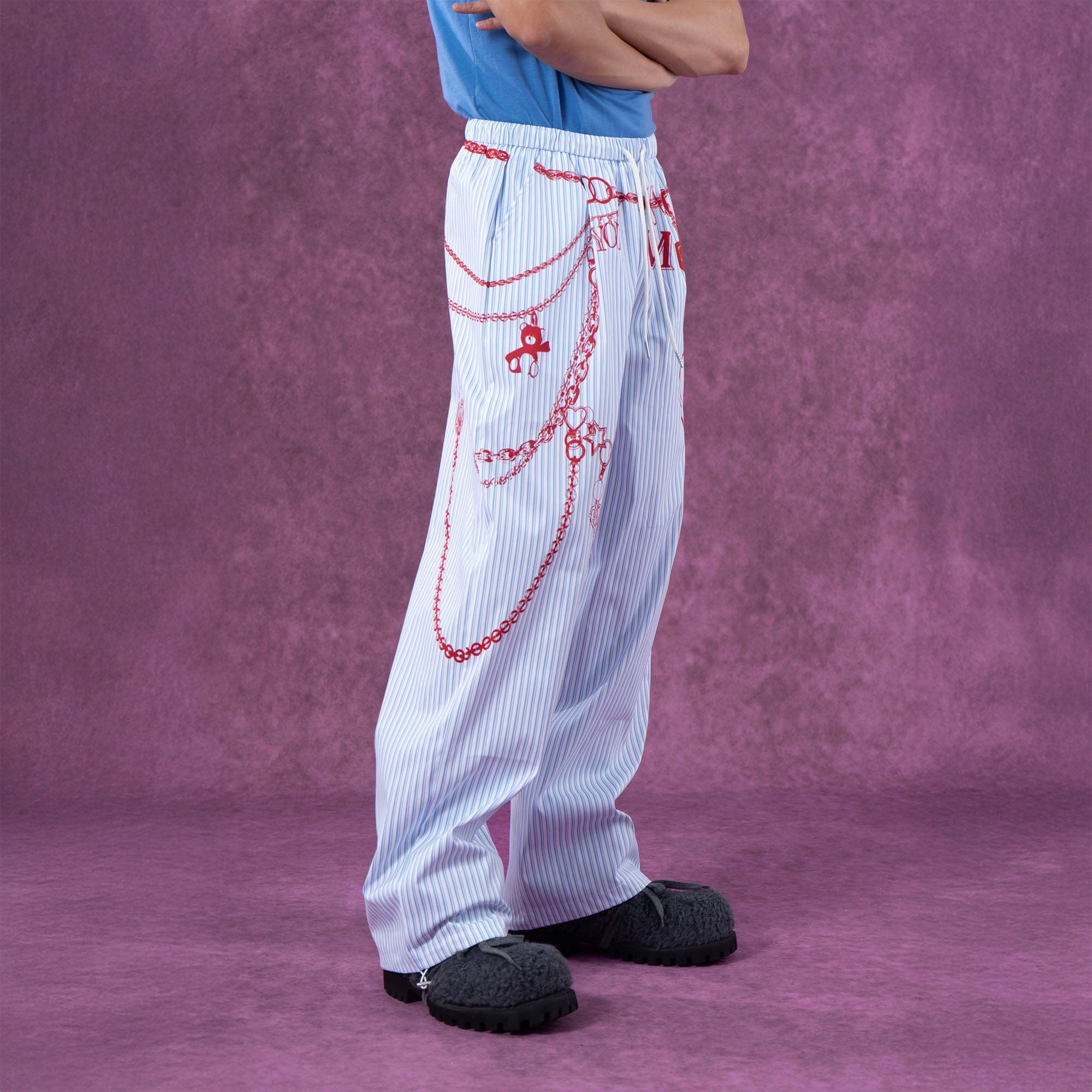 CLP Charm Graphic Striped Drawstring Pants-Pants-S-Free Shipping Leatheretro