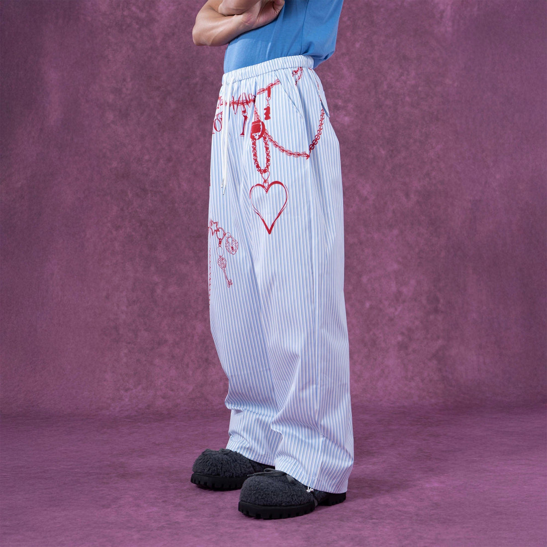 CLP Charm Graphic Striped Drawstring Pants-Pants-S-Free Shipping Leatheretro