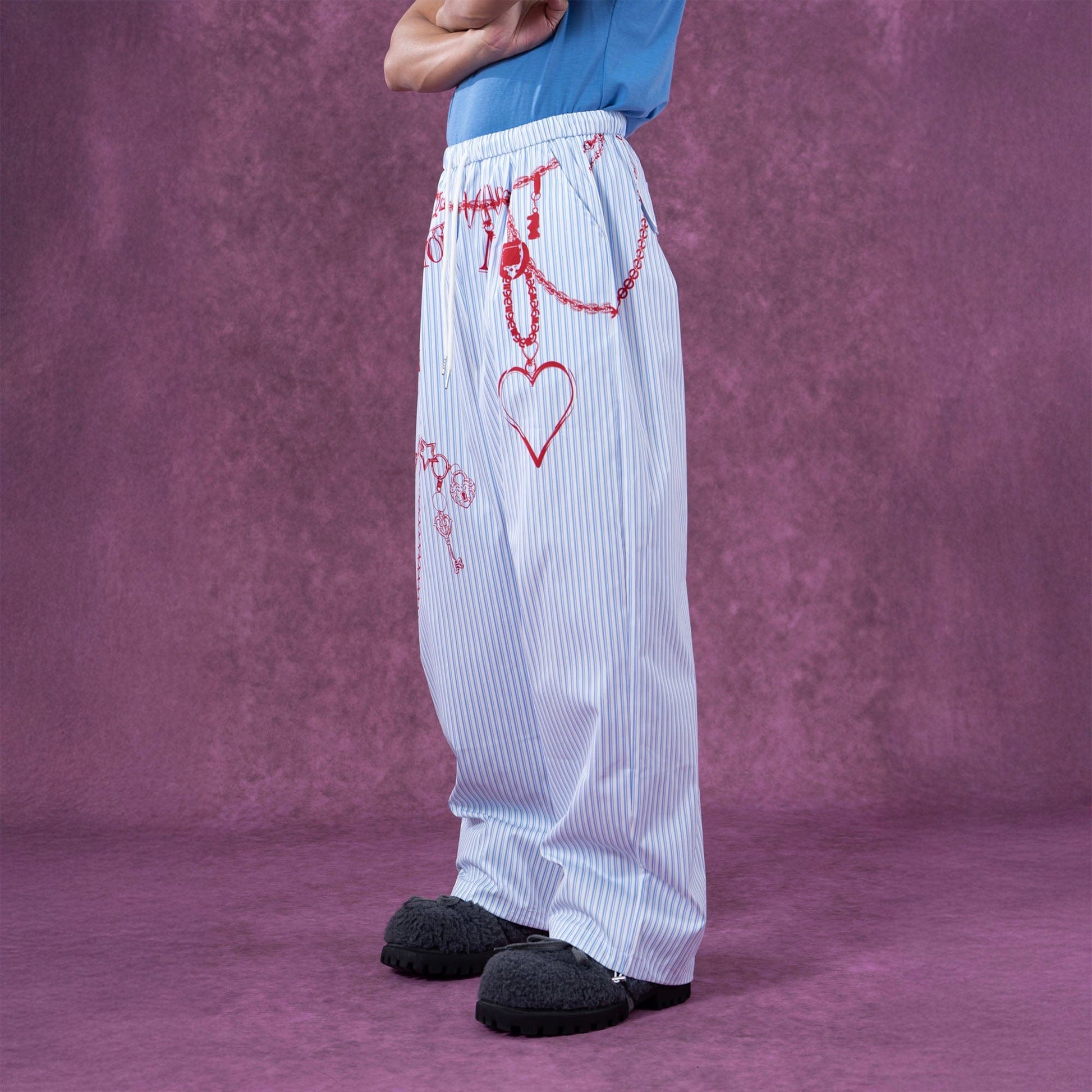 CLP Charm Graphic Striped Drawstring Pants-Pants-S-Free Shipping Leatheretro