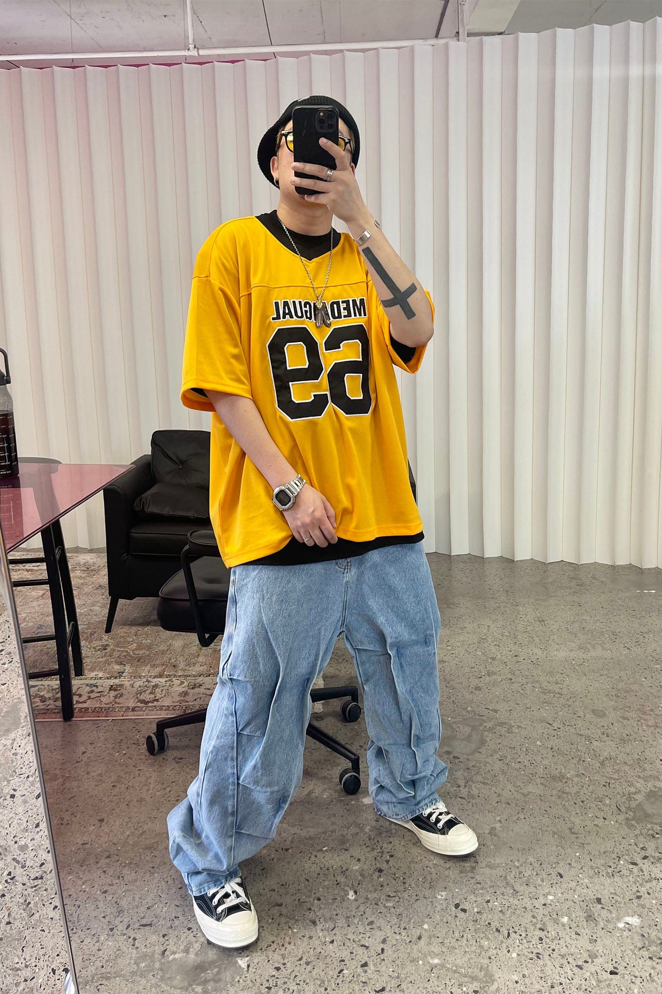 ME DA IGUAL Deconstructed Washed Ruched Jeans-Jeans-M-Free Shipping Leatheretro