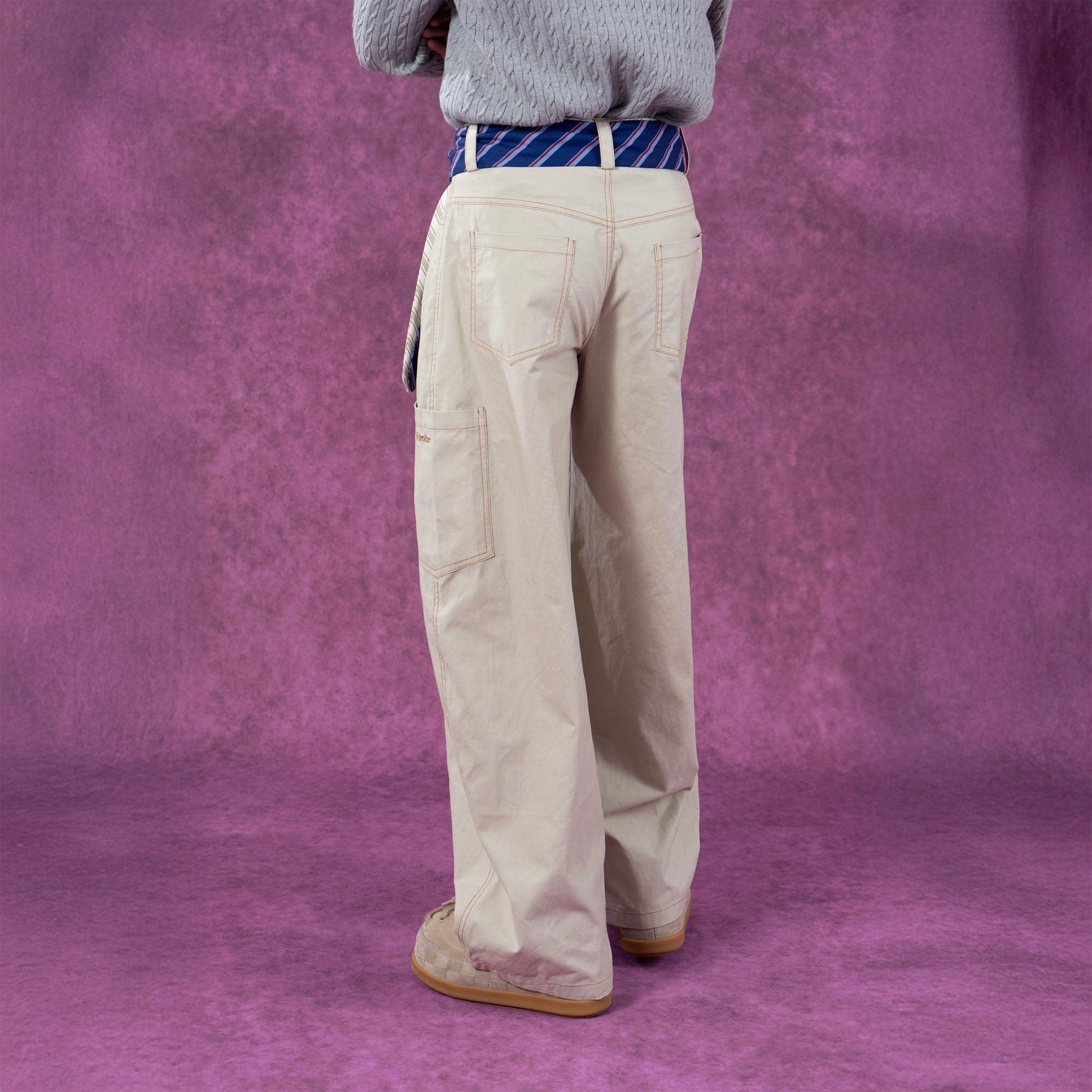 CLP Tie-Belt Multi-Pockets Stitched Pants-Pants-S-Khaki-Free Shipping Leatheretro