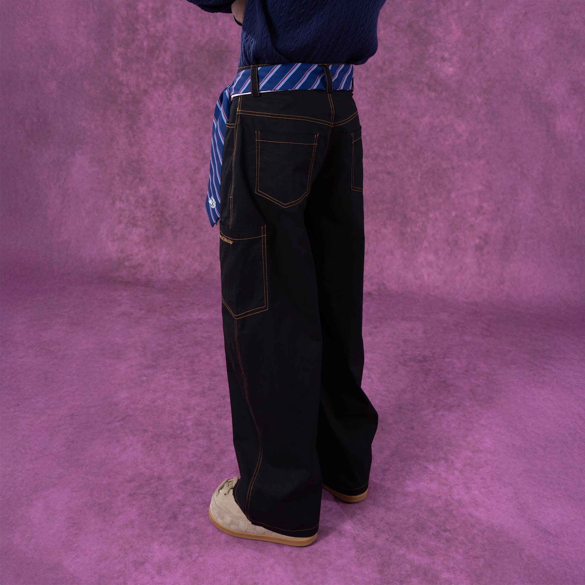 CLP Tie-Belt Multi-Pockets Stitched Pants-Pants-S-Khaki-Free Shipping Leatheretro