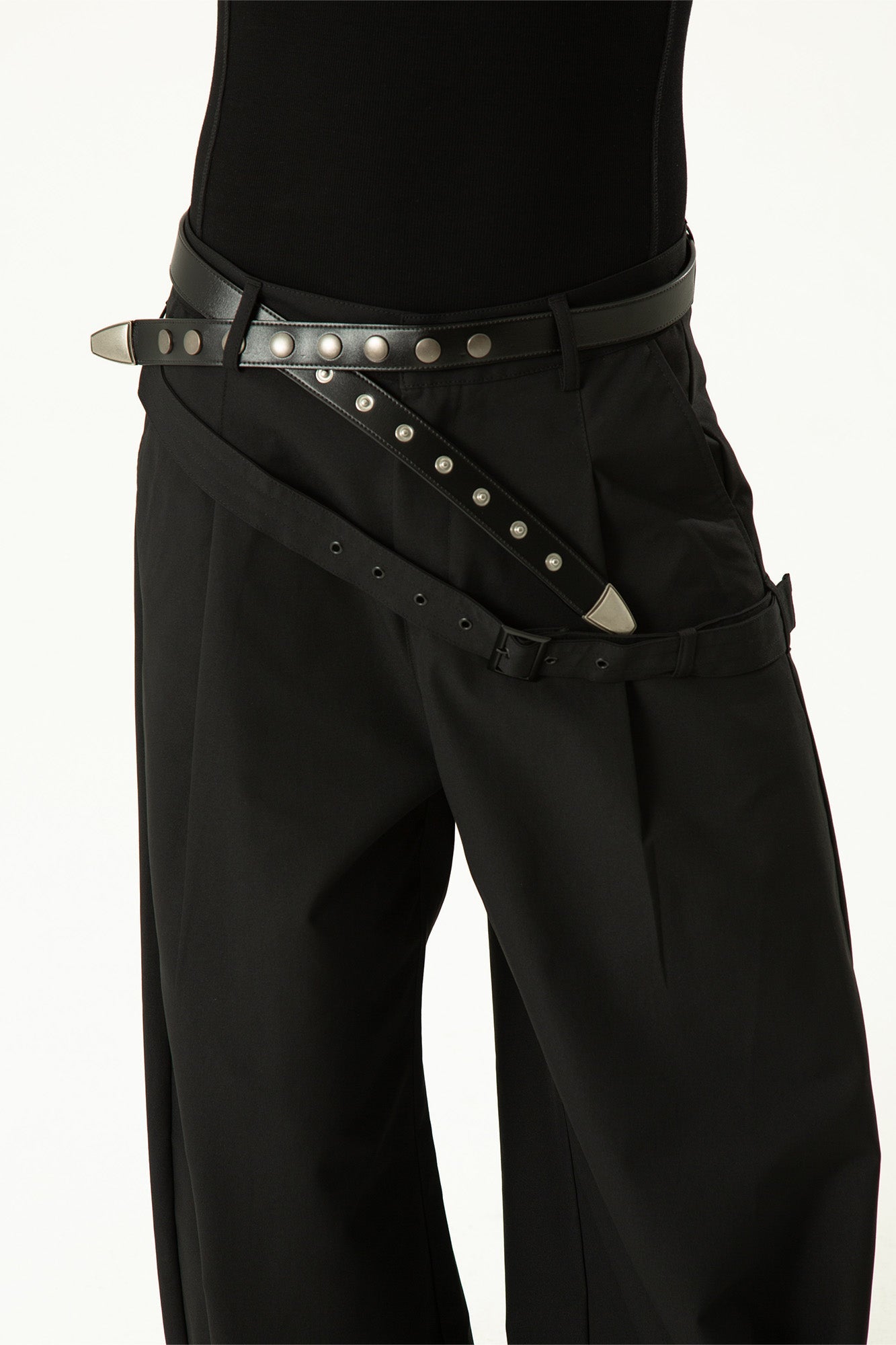 CLP Draped Wide-Leg Belted Pants-Pants-M-With waistband-Free Shipping Leatheretro