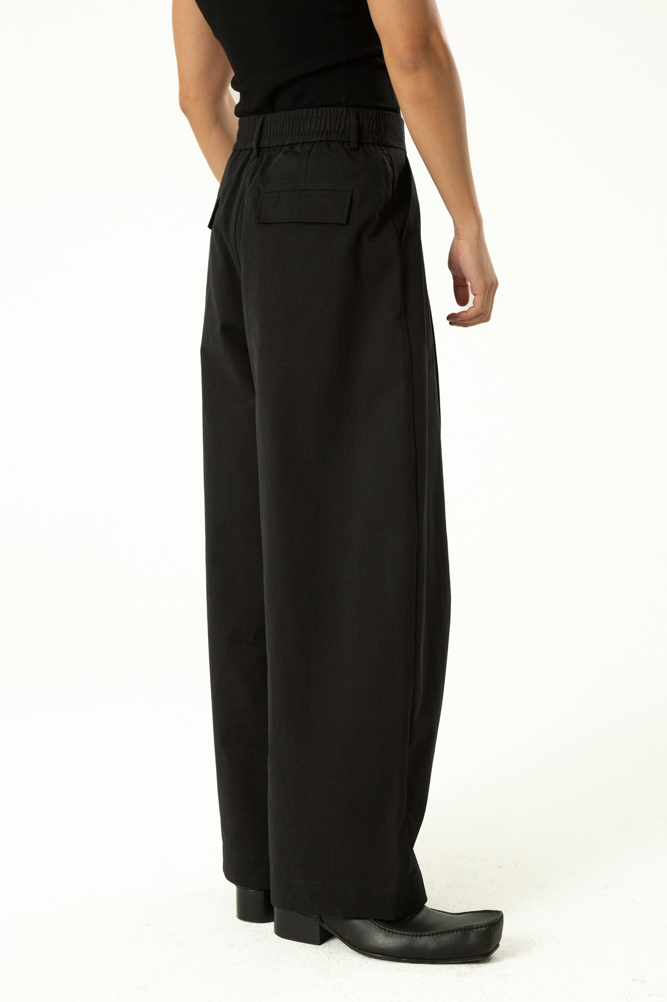 CLP High-Waist Curved Wide-Leg Pants-Pants-S-Black-Free Shipping Leatheretro