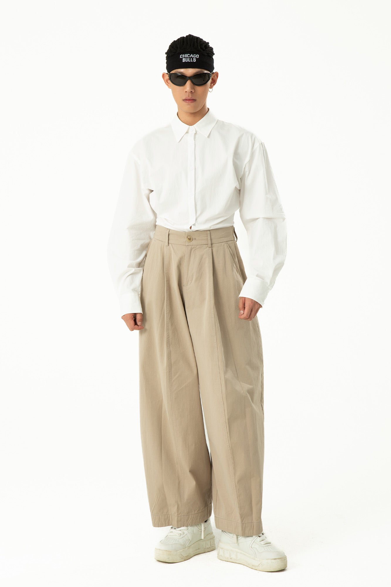 CLP High-Waist Curved Wide-Leg Pants-Pants-S-Black-Free Shipping Leatheretro
