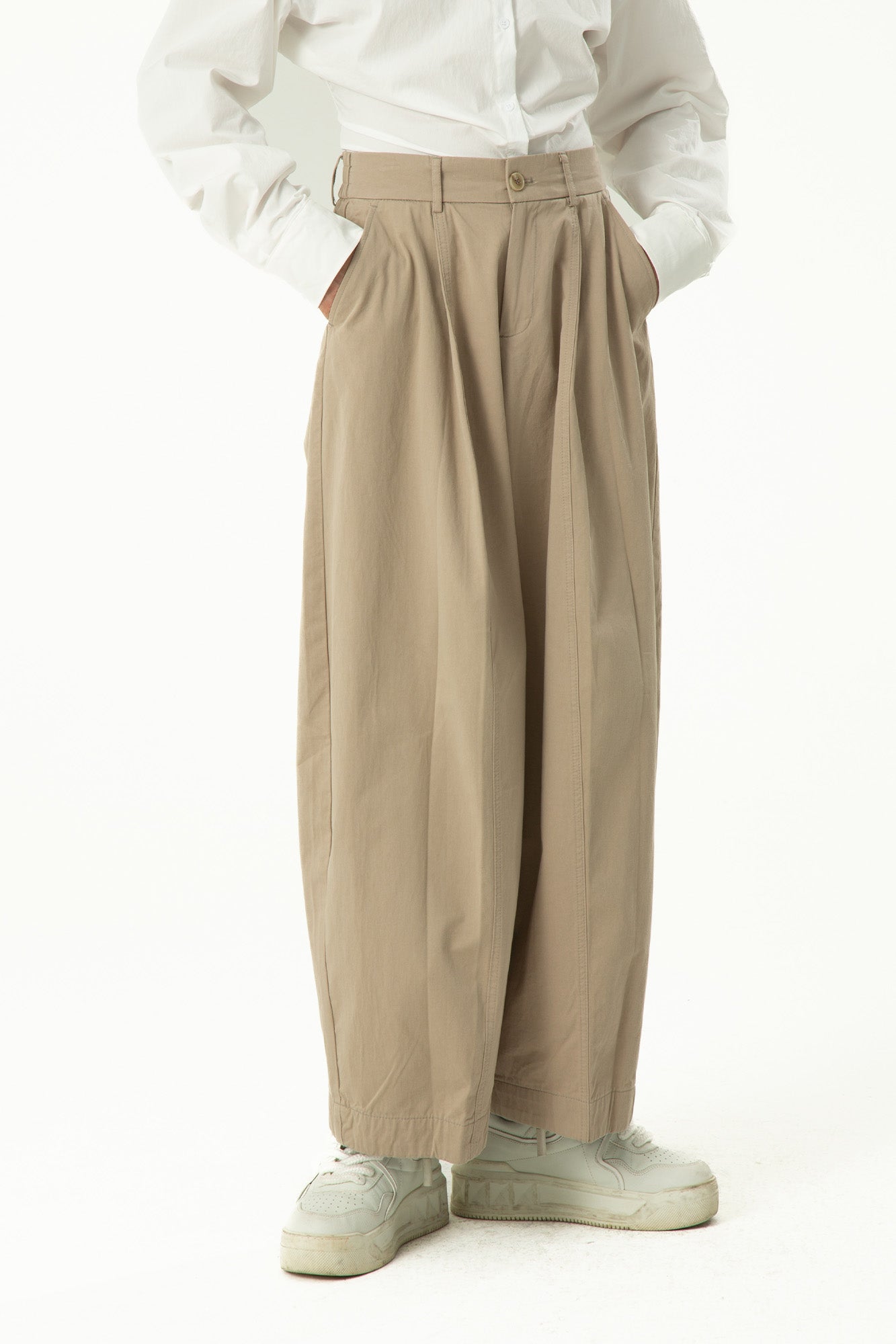 CLP High-Waist Curved Wide-Leg Pants-Pants-S-Black-Free Shipping Leatheretro