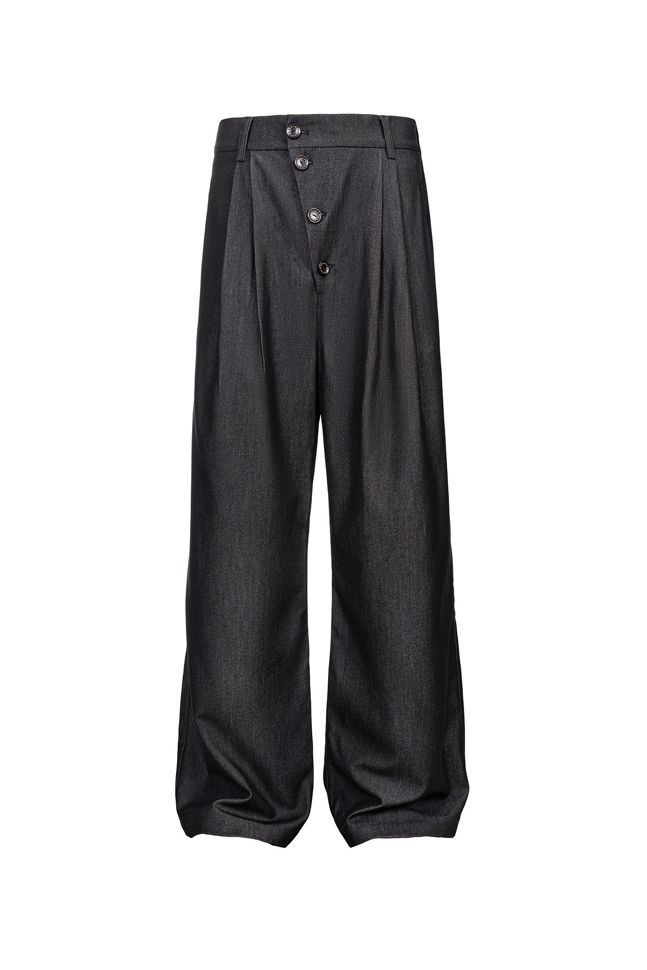 CATSSTAC Asymmetric Button Pleated Wide-Leg Trousers-Pants-M-Free Shipping Leatheretro