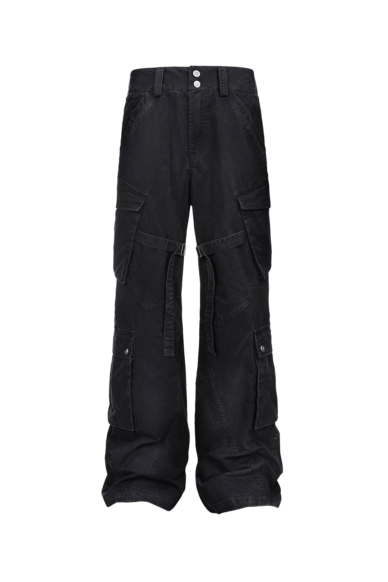 CATSSTAC Multi-Pocket Paneled Strap Cargo Pants-Pants-M-Brown-Free Shipping Leatheretro