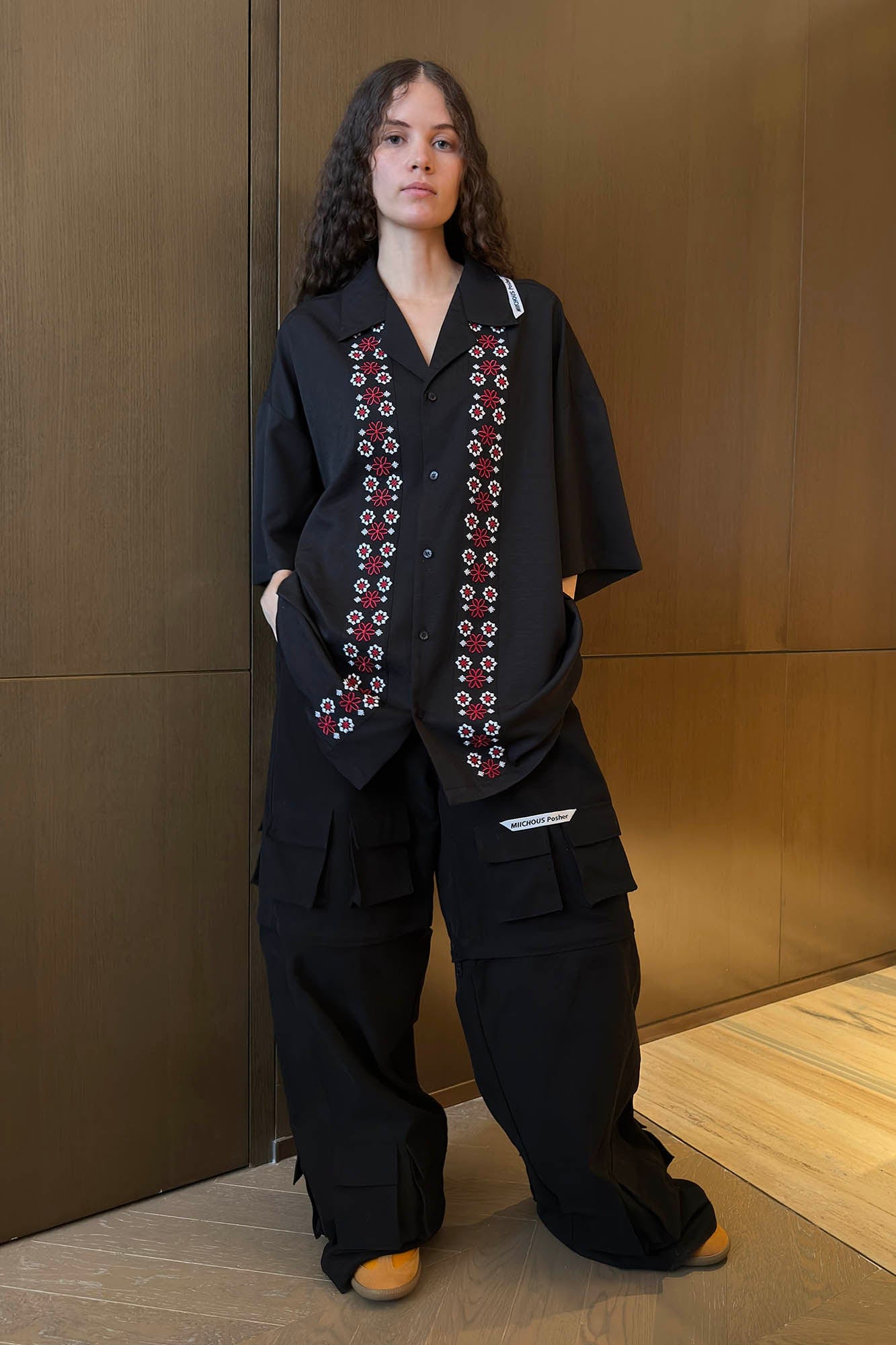 MIICHOUS Fair Isle Embroidered Half Shirt-Half shirt-S-Free Shipping Leatheretro