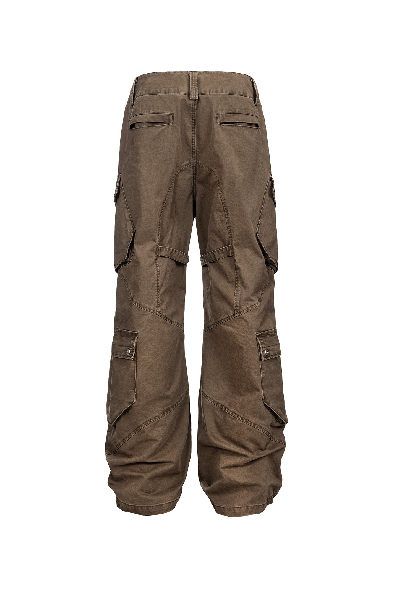 CATSSTAC Multi-Pocket Paneled Strap Cargo Pants-Pants-M-Brown-Free Shipping Leatheretro