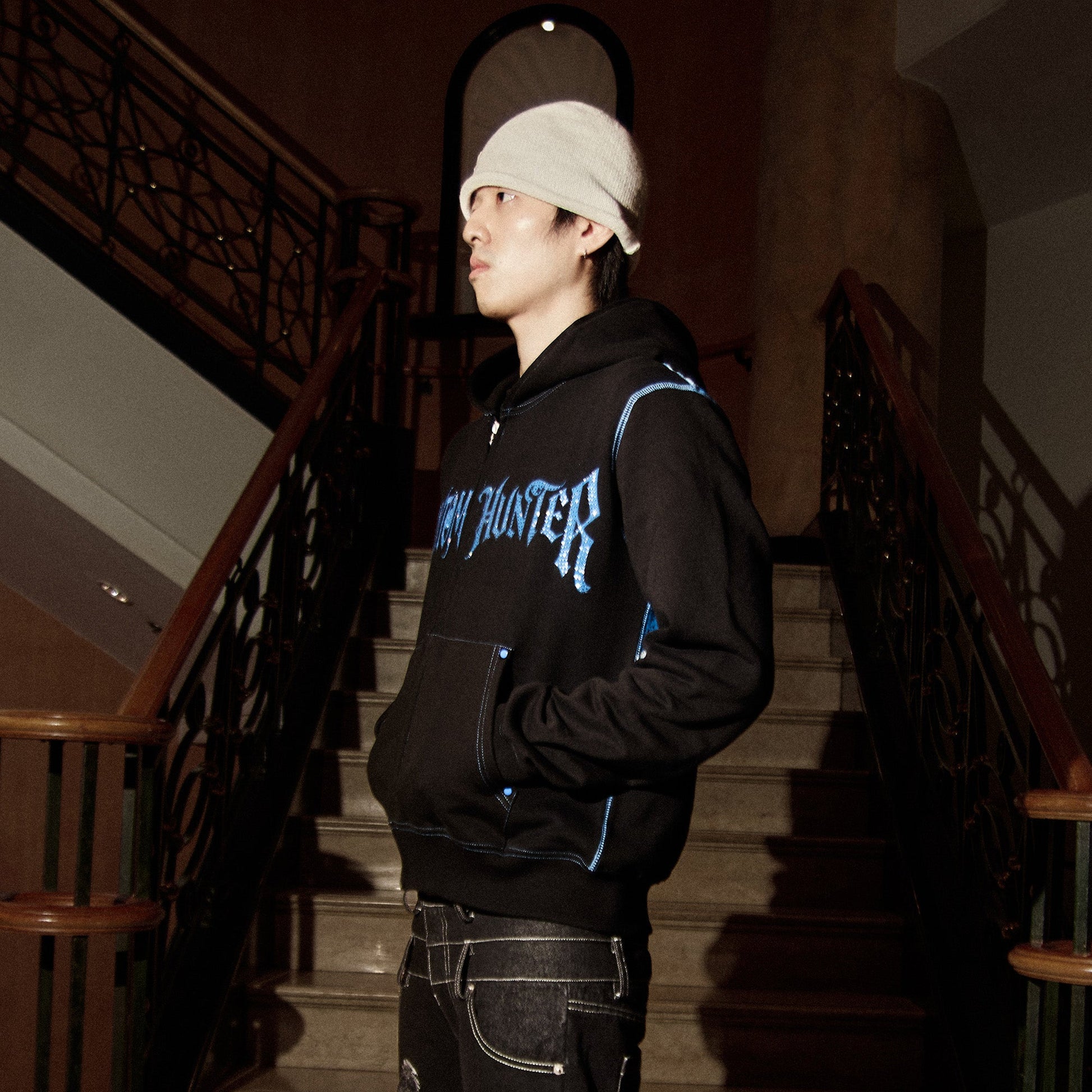 PHANTOMHUNTER Diamond Graphic Cropped Zip Hoodie-Hoodie-M-Free Shipping Leatheretro