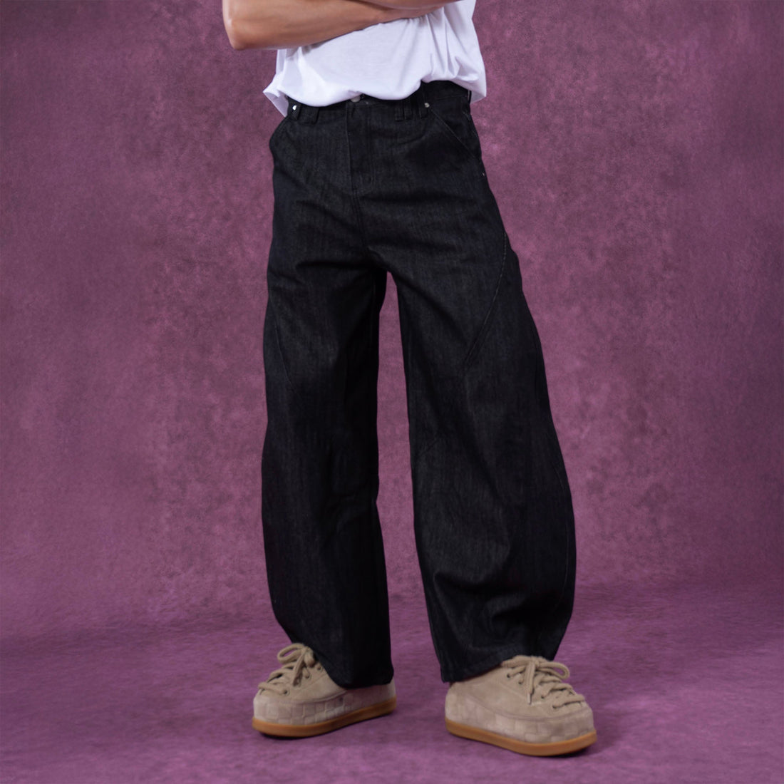 CLP Arced Panel Balloon-Leg Raw Jeans-Jeans-S-Free Shipping Leatheretro