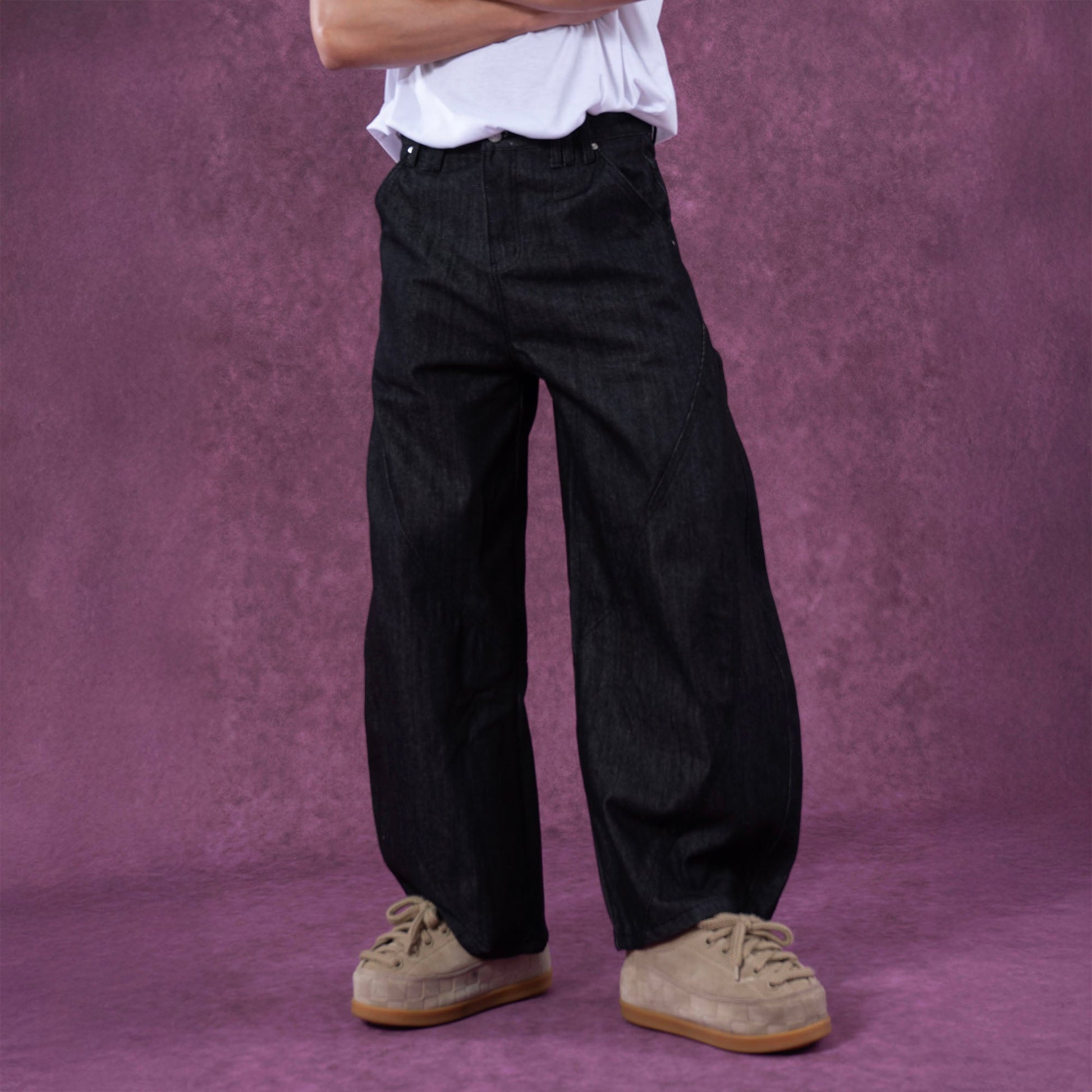 CLP Arced Panel Balloon-Leg Raw Jeans-Jeans-S-Free Shipping Leatheretro