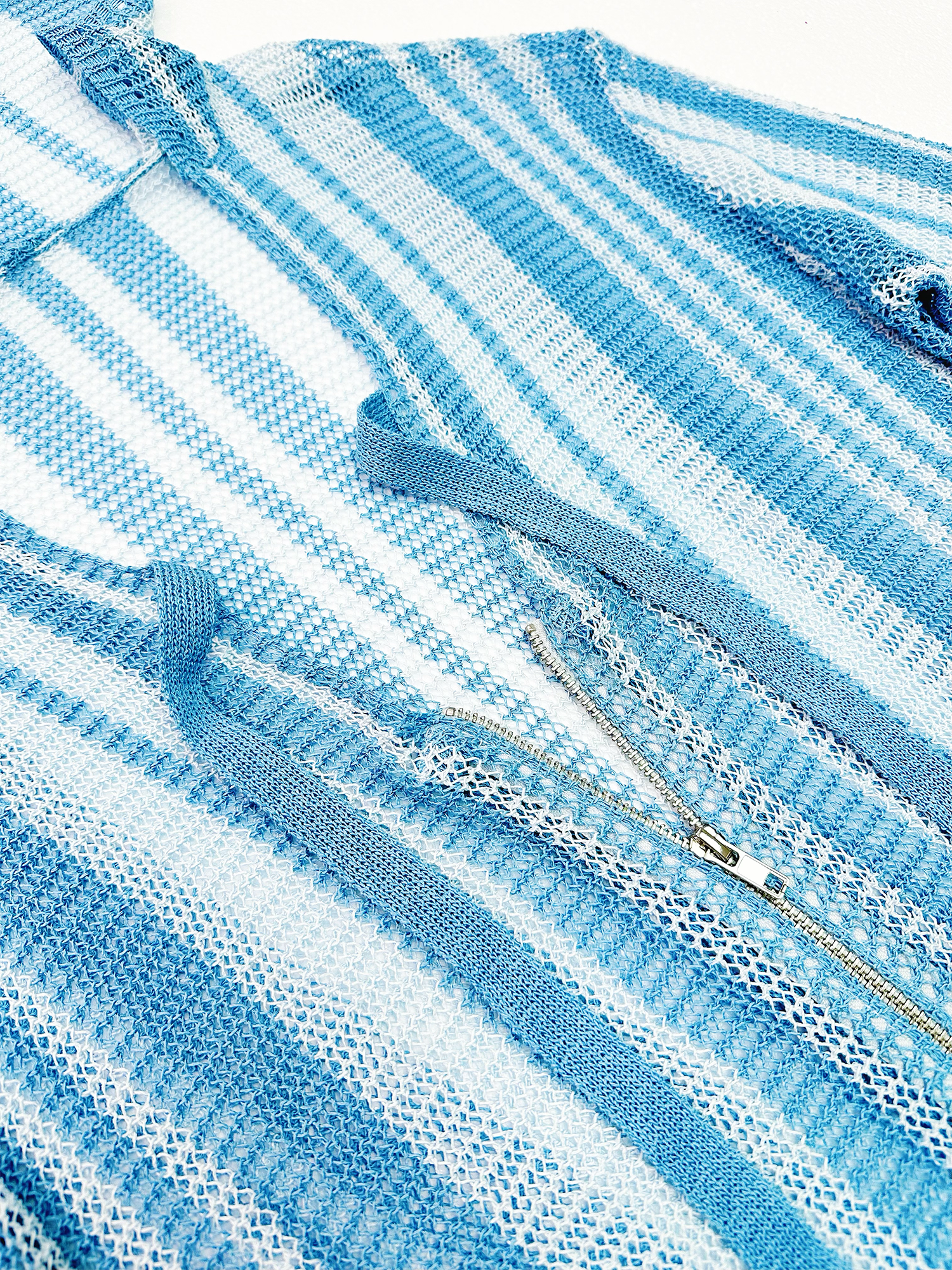KADAKADA Striped Open-Knit Deep V Hooded Sweater-Sweater-M (Preorder)-Free Shipping Leatheretro