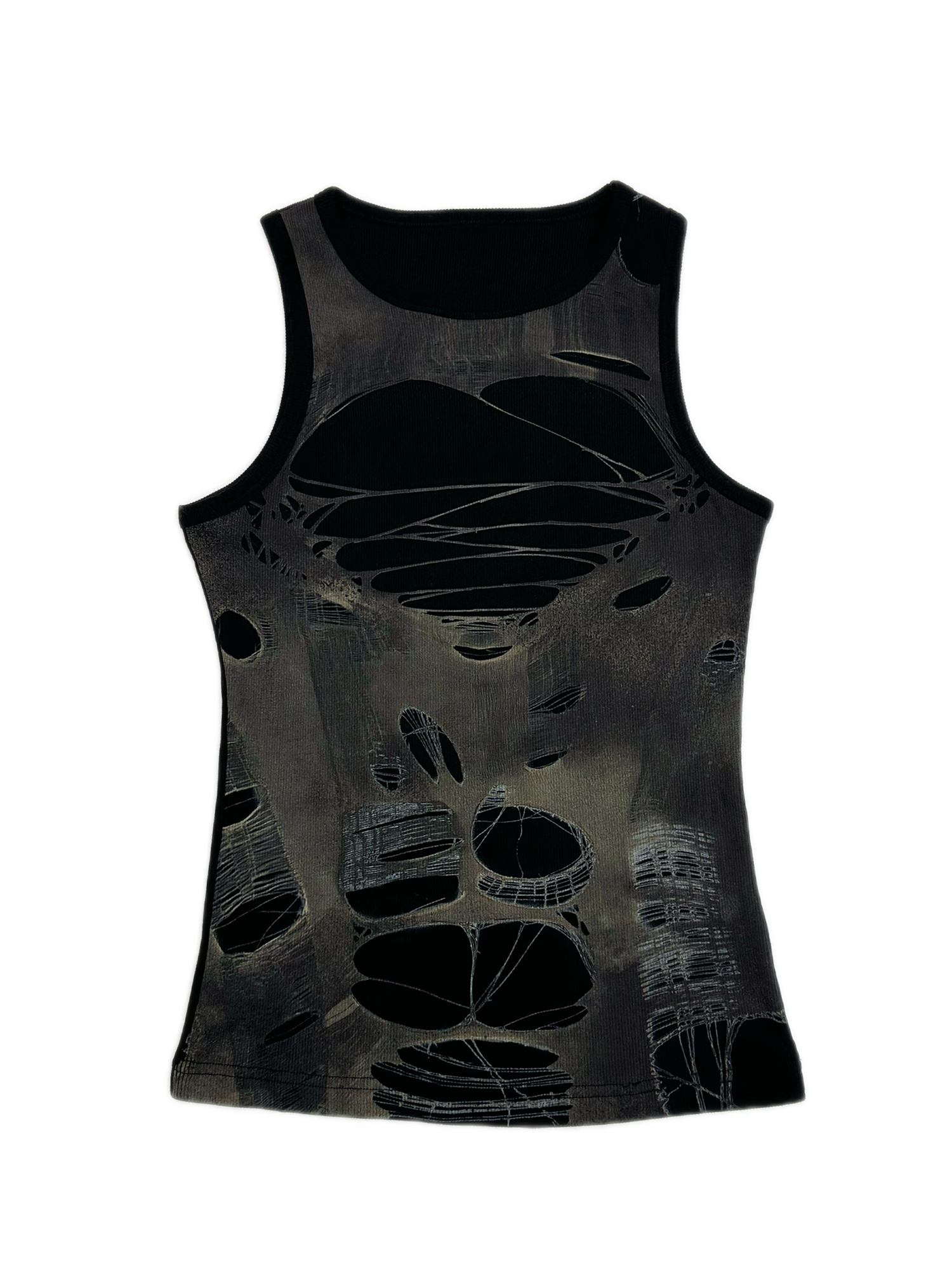 KADAKADA Distressed Graphic Ribbed Tank Top-Tank Top-S (Preorder)-Brown-Free Shipping Leatheretro