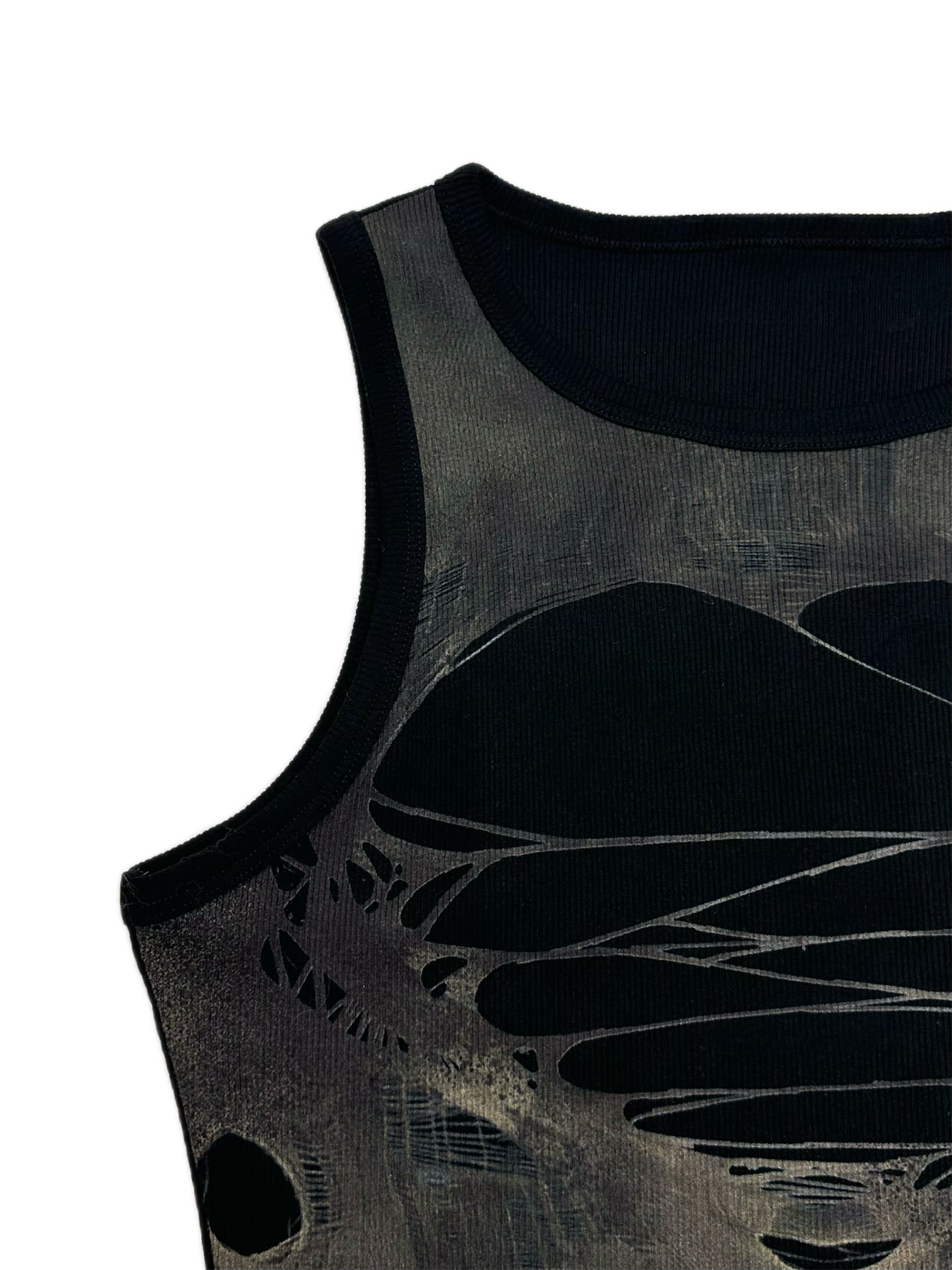 KADAKADA Distressed Graphic Ribbed Tank Top-Tank Top-S (Preorder)-Brown-Free Shipping Leatheretro