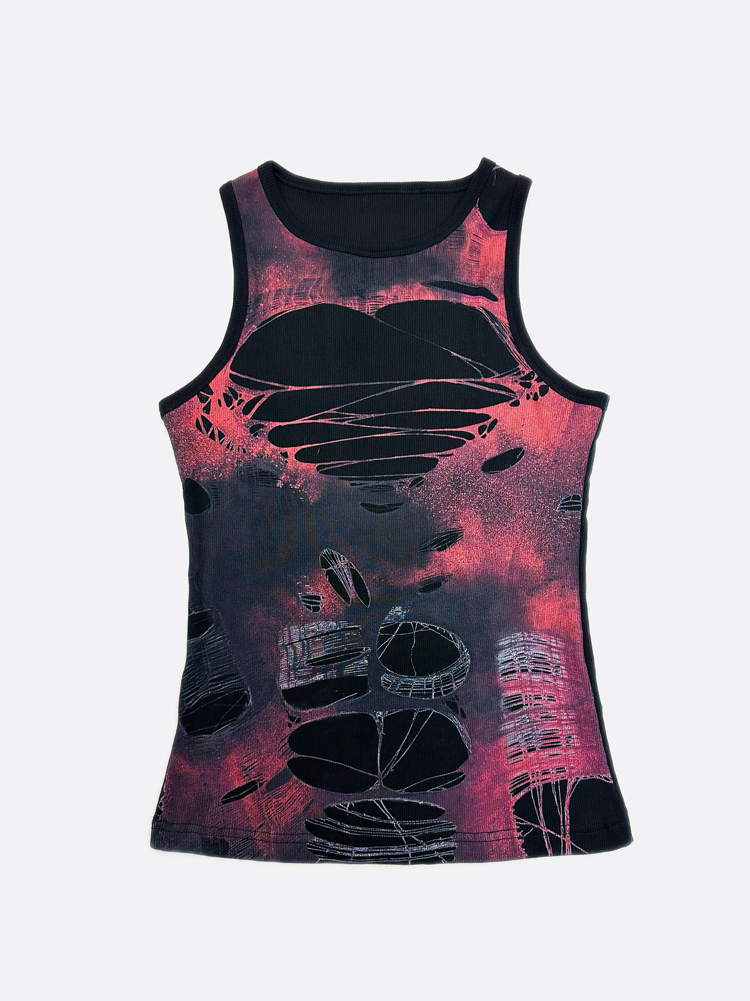 KADAKADA Distressed Graphic Ribbed Tank Top-Tank Top-S (Preorder)-Brown-Free Shipping Leatheretro