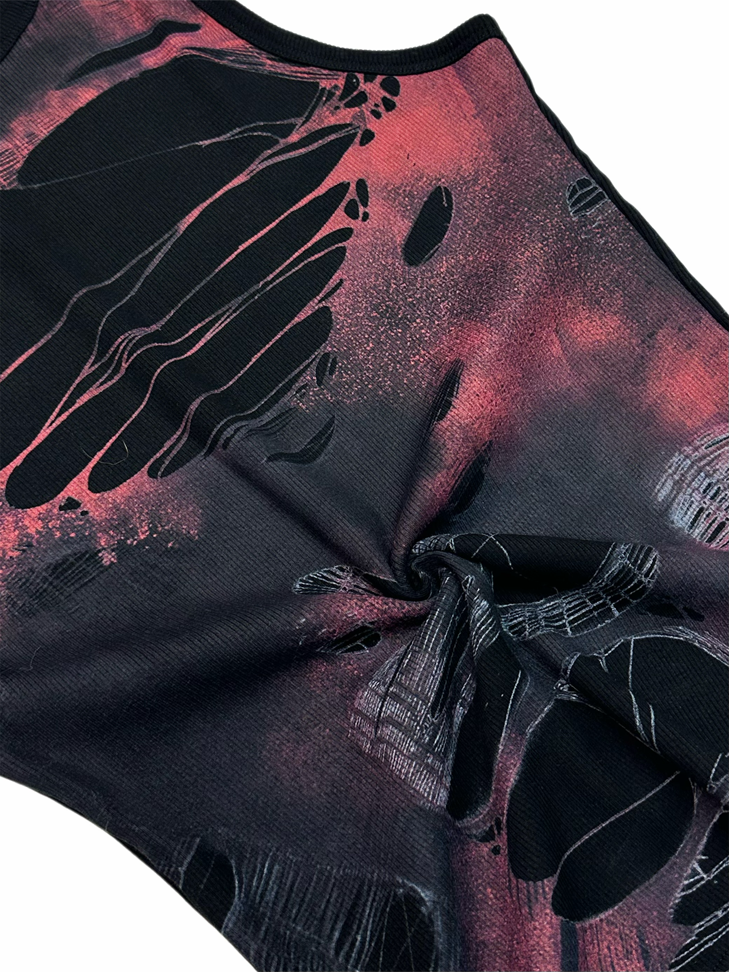 KADAKADA Distressed Graphic Ribbed Tank Top-Tank Top-S (Preorder)-Brown-Free Shipping Leatheretro