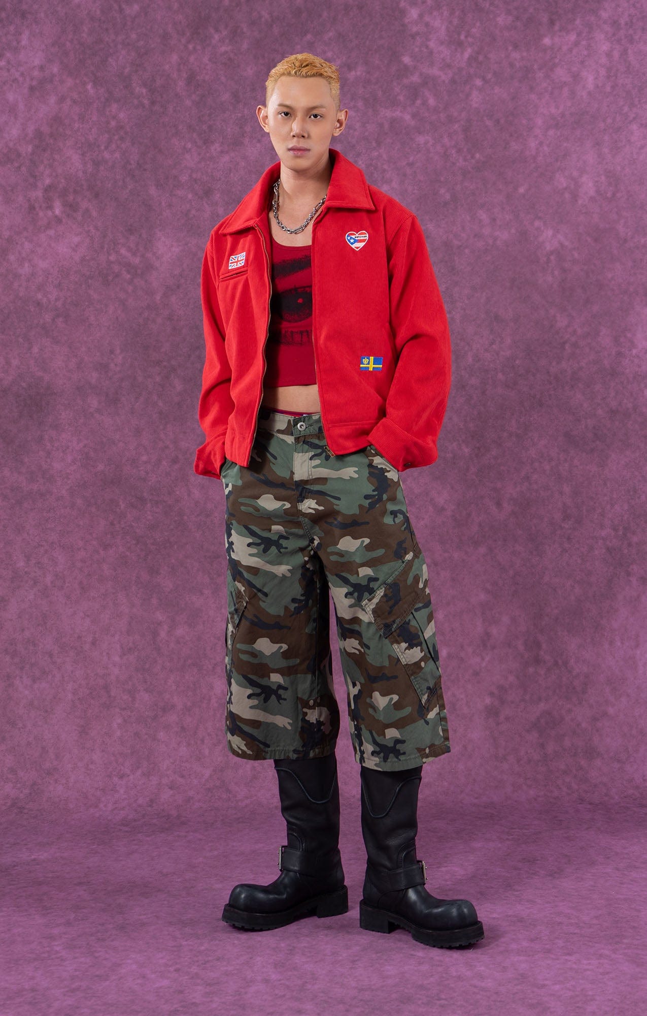 CLP Retro Patch Corduroy Jacket-Jacket-M-Red-Free Shipping Leatheretro