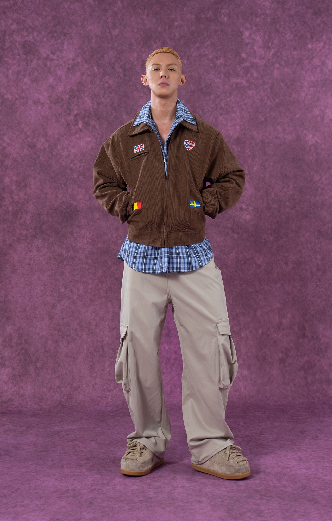 CLP Retro Patch Corduroy Jacket-Jacket-M-Red-Free Shipping Leatheretro