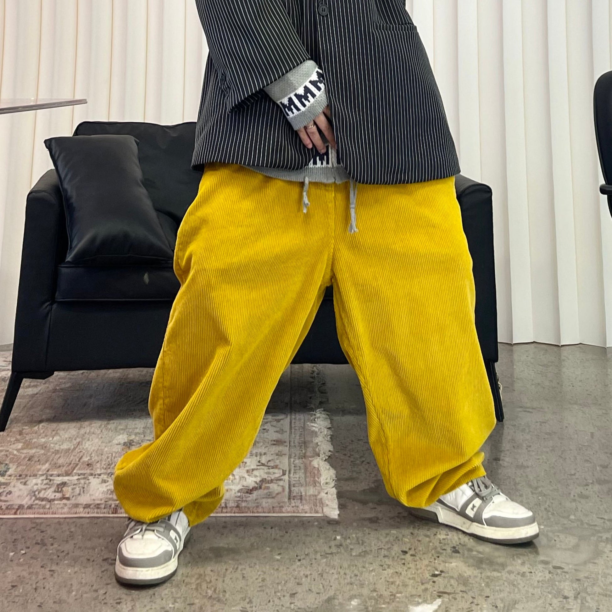 ME DA IGUAL Corduroy Pleated Wide-Leg Trousers-Pants-M-Free Shipping Leatheretro