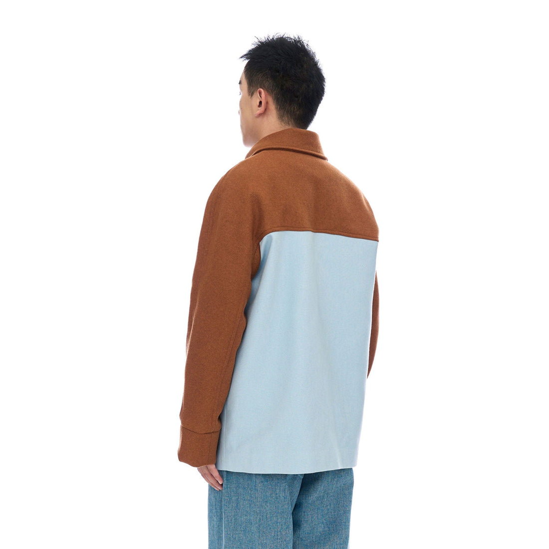 WIID Contrast Panel Wool-Blend Jacket-Jacket-M-Free Shipping Leatheretro