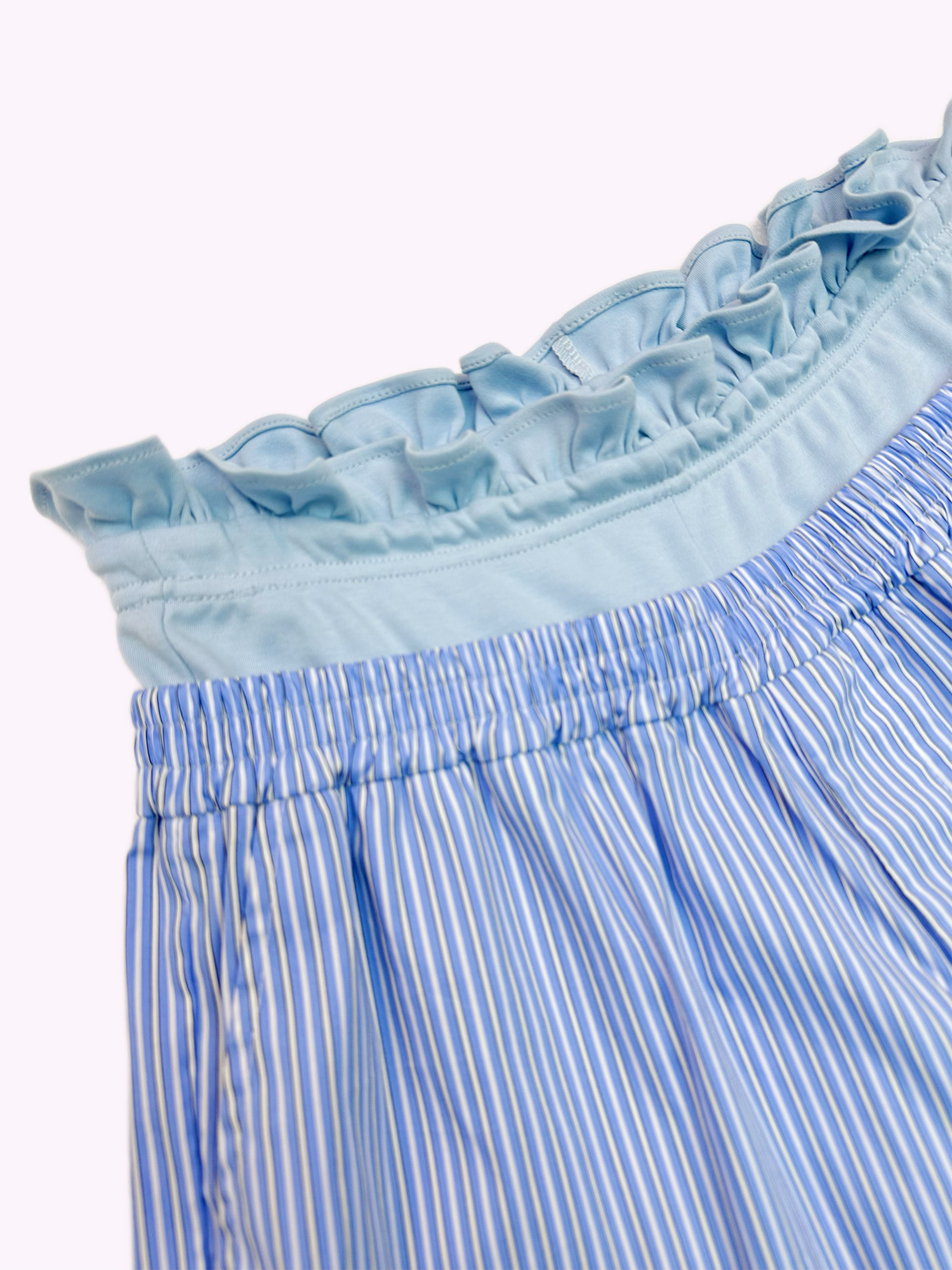 KADAKADA Retro Striped Ruffle-Waist Layered Shorts-Shorts-S (Preorder)-Pink-Free Shipping Leatheretro