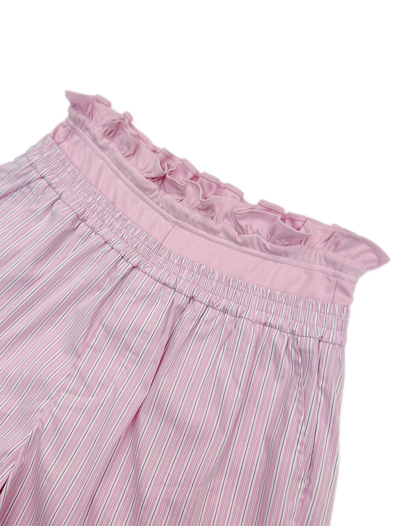 KADAKADA Retro Striped Ruffle-Waist Layered Shorts-Shorts-S (Preorder)-Pink-Free Shipping Leatheretro