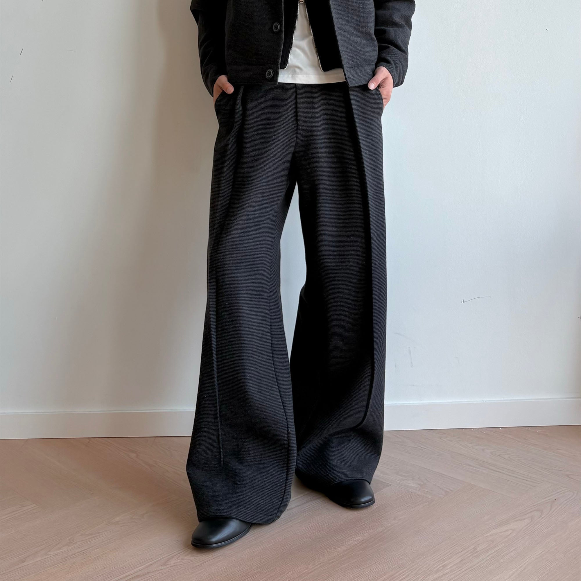 KREATE Mini Houndstooth Pleated Wide-Leg Trousers-Pants-S-Brown-Free Shipping Leatheretro