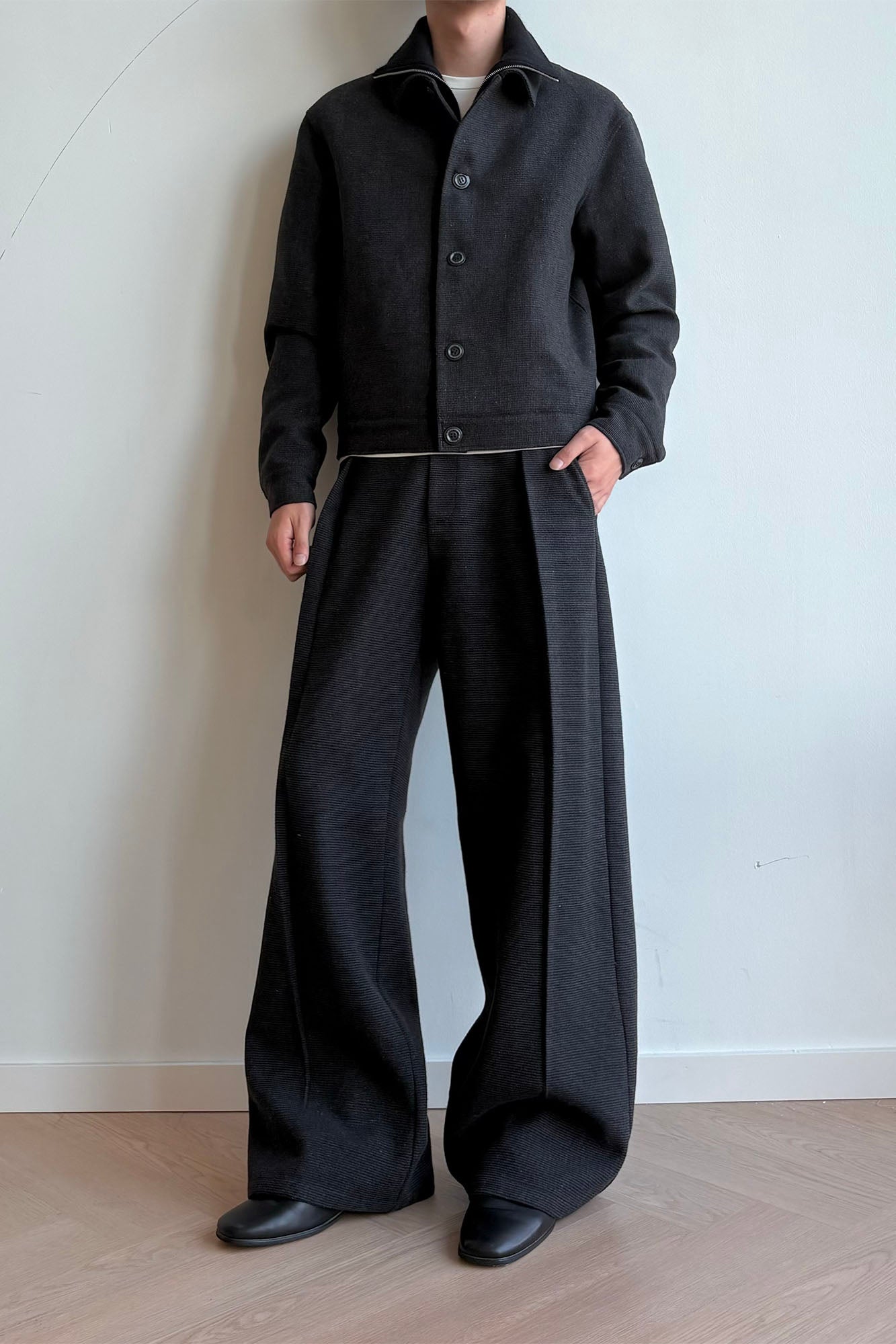 KREATE Mini Houndstooth Pleated Wide-Leg Trousers-Pants-S-Brown-Free Shipping Leatheretro