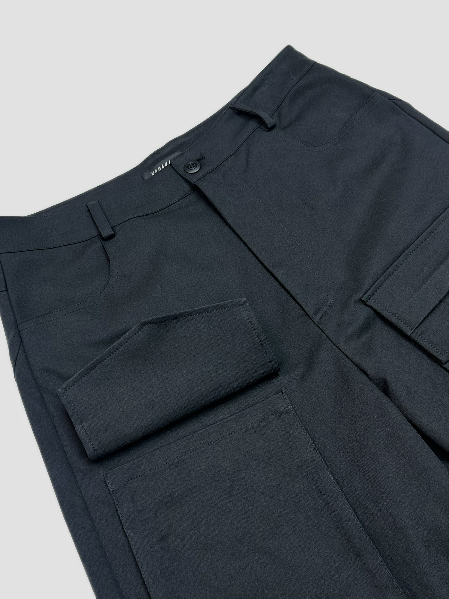 KADAKADA Paneled Wide-Leg Cargo Pants-Pants-M (Preorder)-Black-Free Shipping Leatheretro