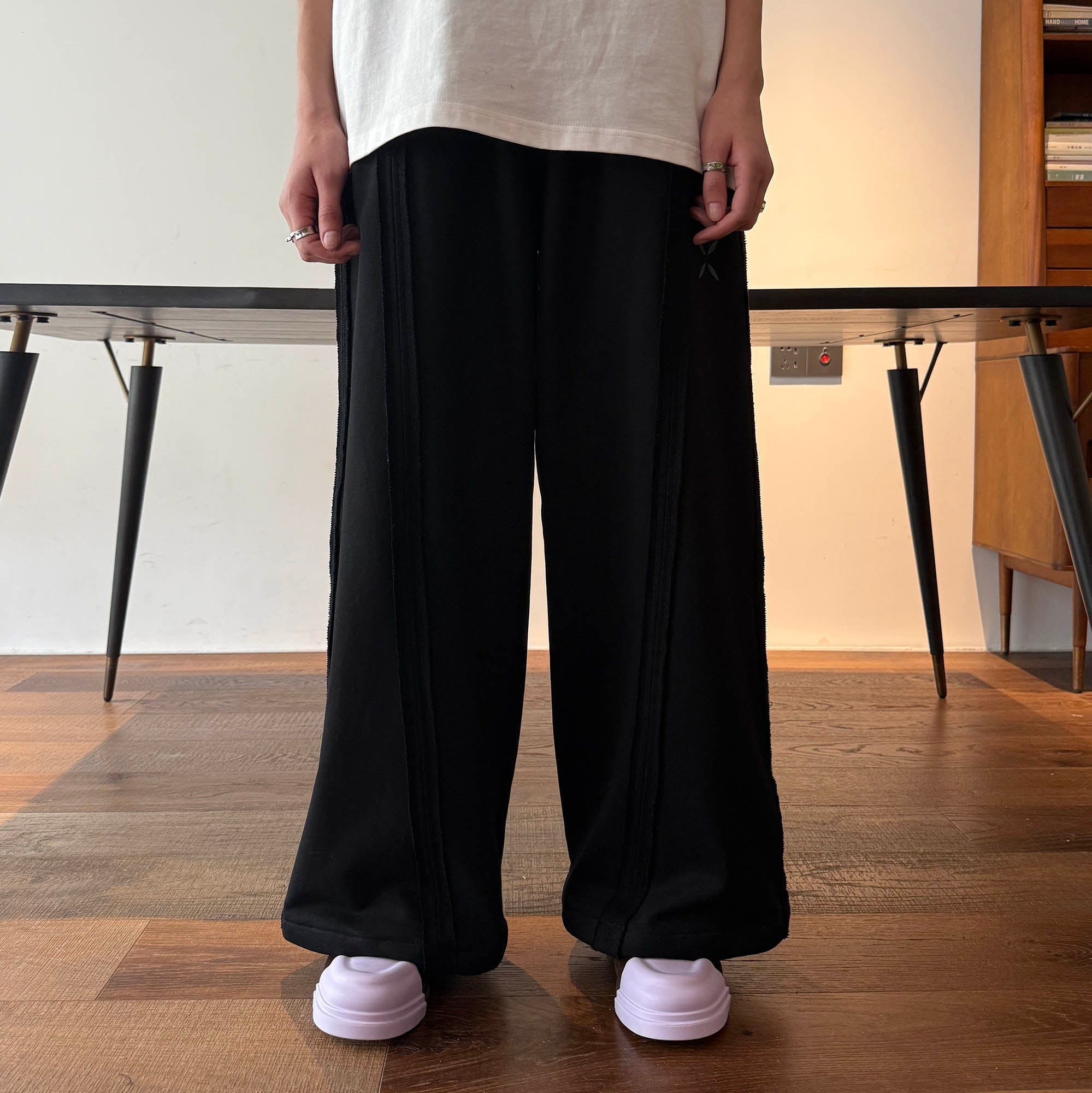 MIICHOUS Frayed Spliced Elastic Pants-Pants-S-Black-Free Shipping Leatheretro