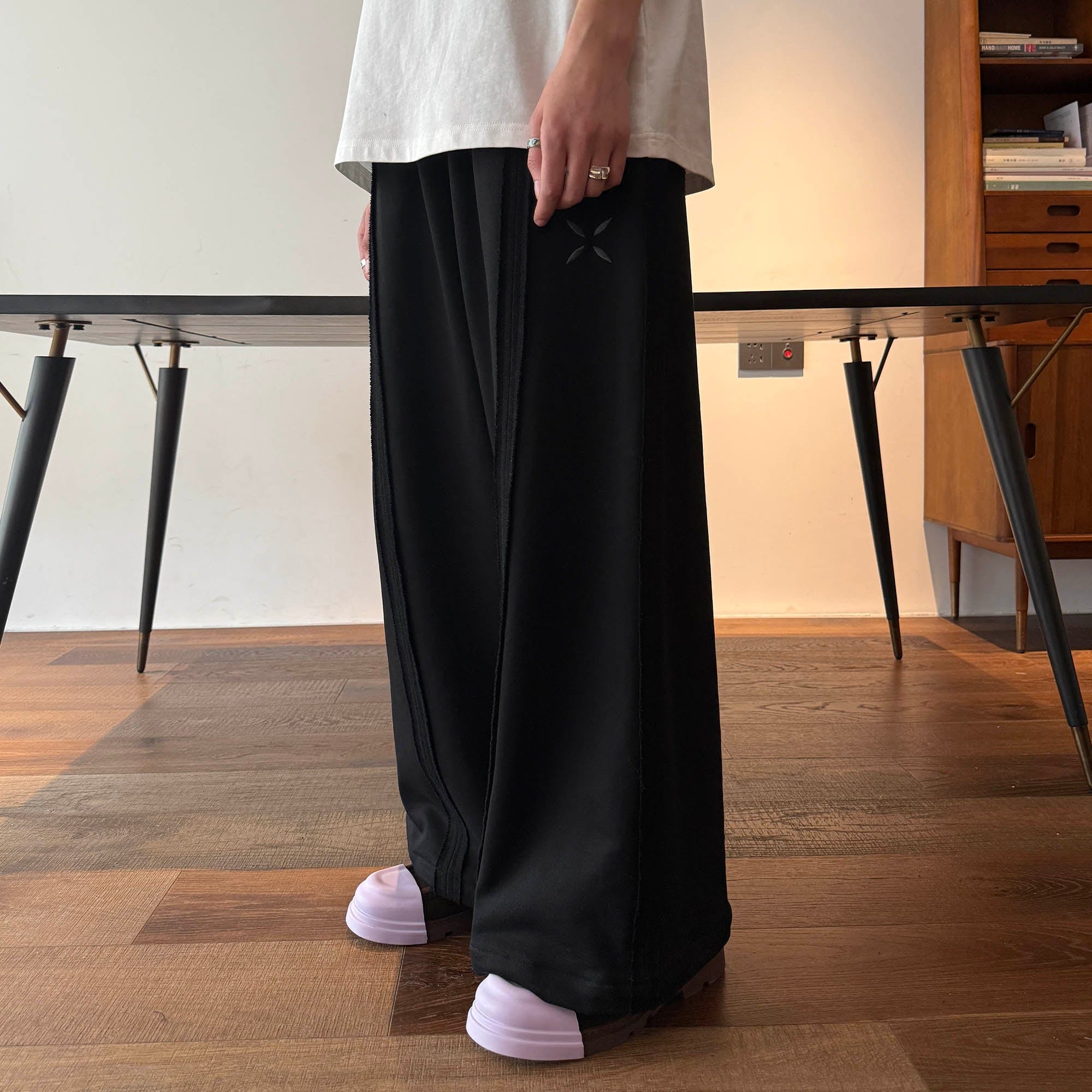 MIICHOUS Frayed Spliced Elastic Pants-Pants-S-Gray-Free Shipping Leatheretro