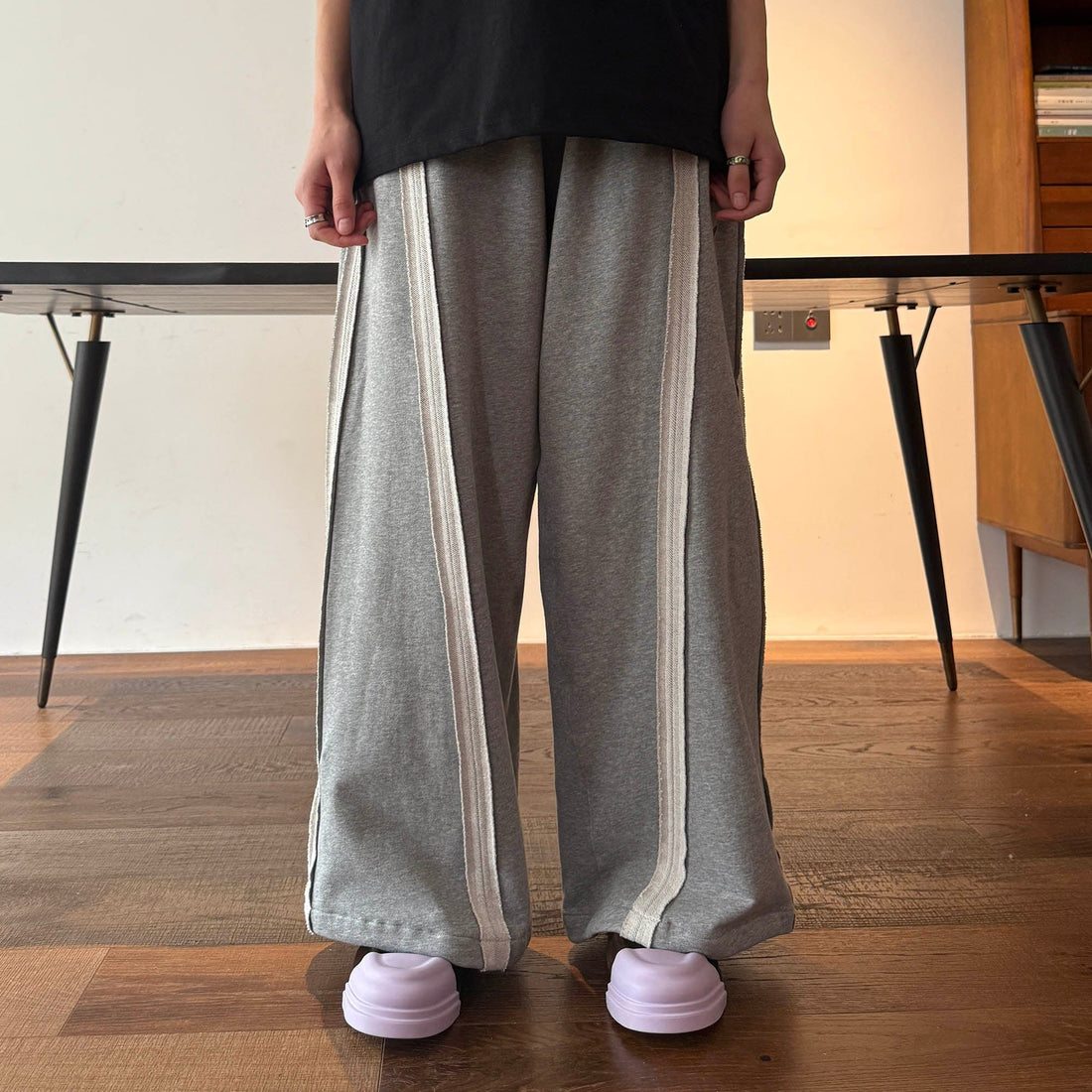 MIICHOUS Frayed Spliced Elastic Pants-Pants-S-Gray-Free Shipping Leatheretro