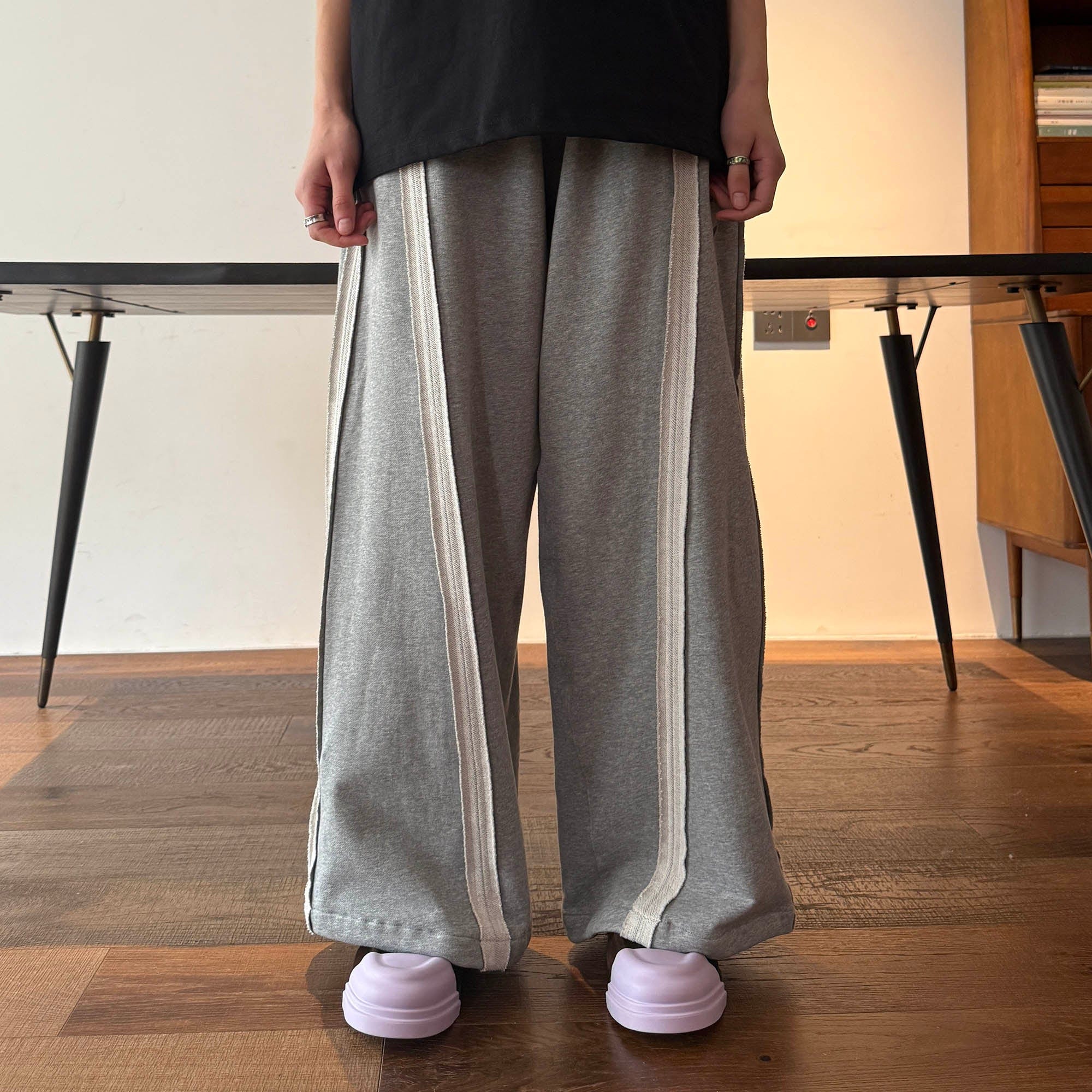 MIICHOUS Frayed Spliced Elastic Pants-Pants-S-Gray-Free Shipping Leatheretro