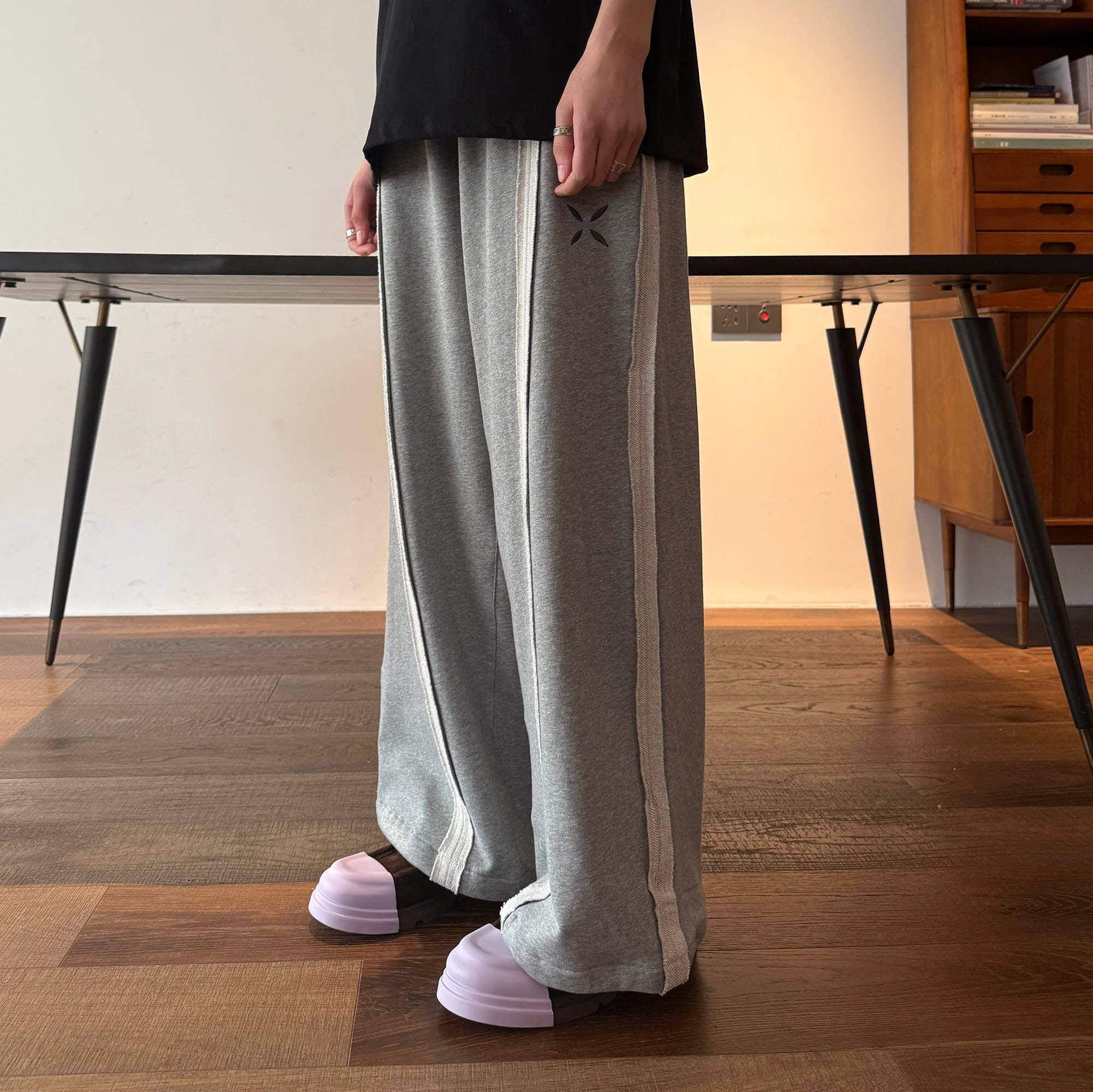 MIICHOUS Frayed Spliced Elastic Pants-Pants-S-Gray-Free Shipping Leatheretro