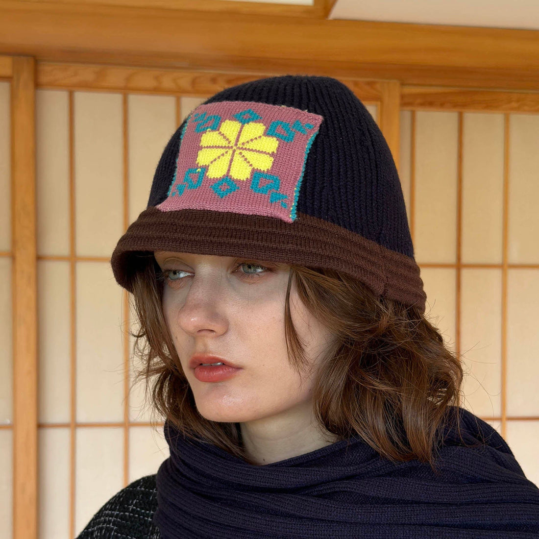 MIICHOUS Edelweiss Knitted Bucket Hat-Hat, Cap, Beanie-One Size-Blue-Free Shipping Leatheretro
