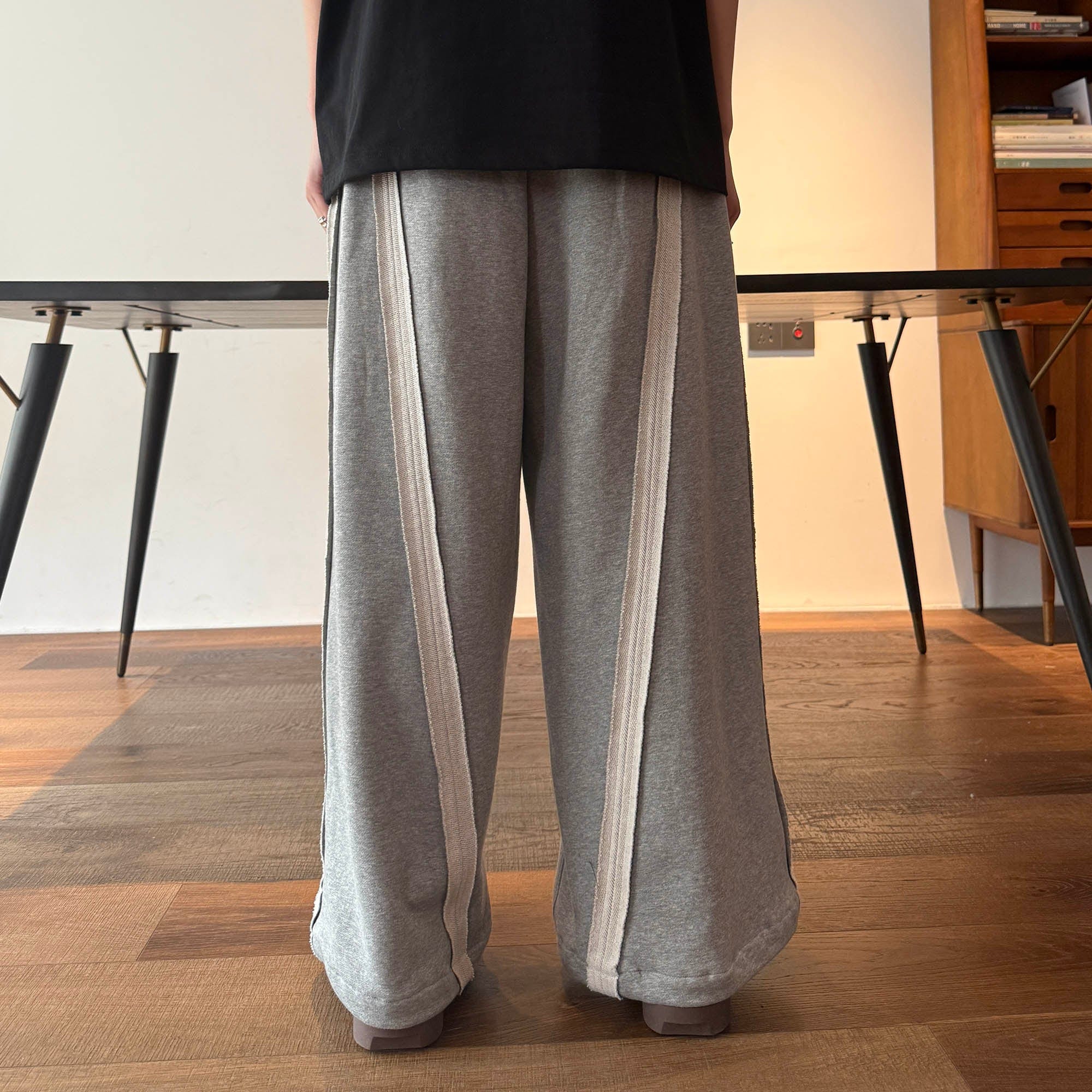 MIICHOUS Frayed Spliced Elastic Pants-Pants-S-Gray-Free Shipping Leatheretro