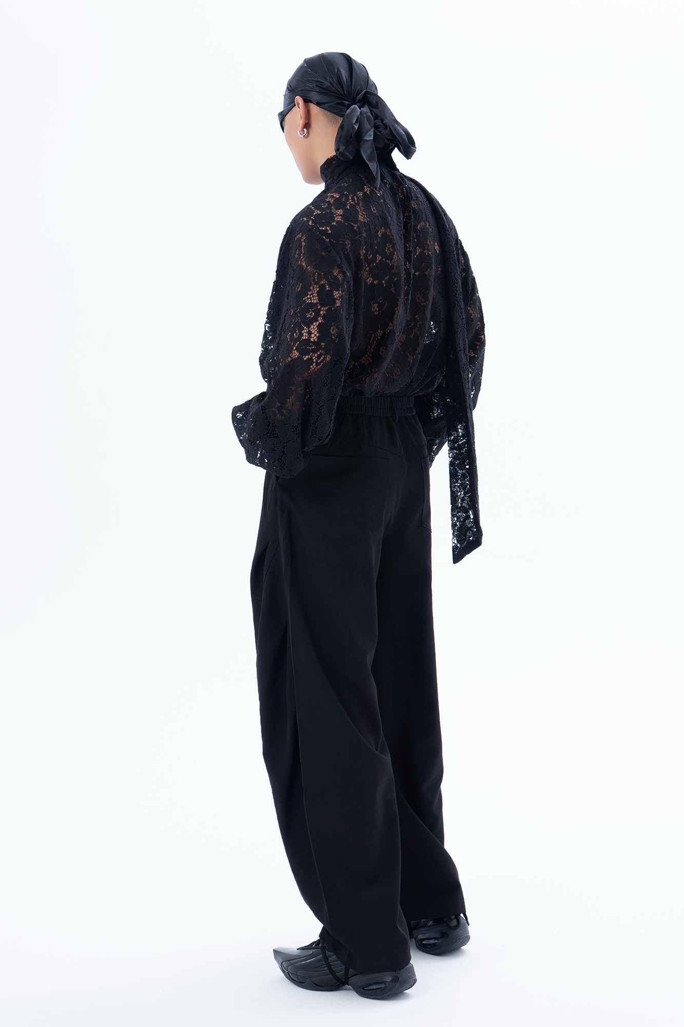 CLP Floral Lace Tie-Neck Shirt-Shirt-S-White (Preorder)-Free Shipping Leatheretro