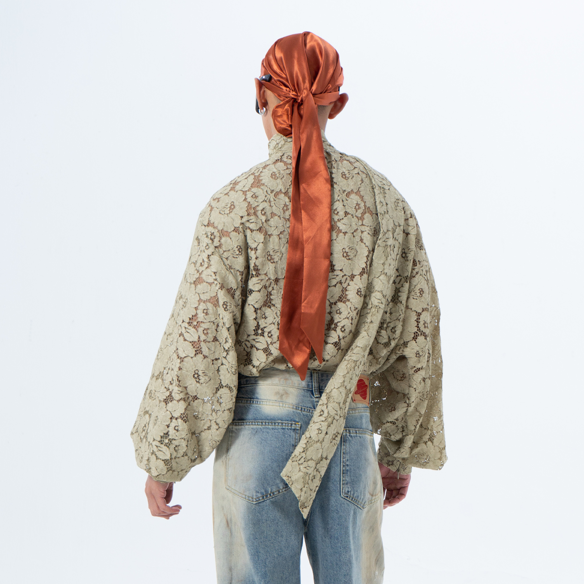 CLP Floral Lace Tie-Neck Shirt-Shirt-S-White (Preorder)-Free Shipping Leatheretro