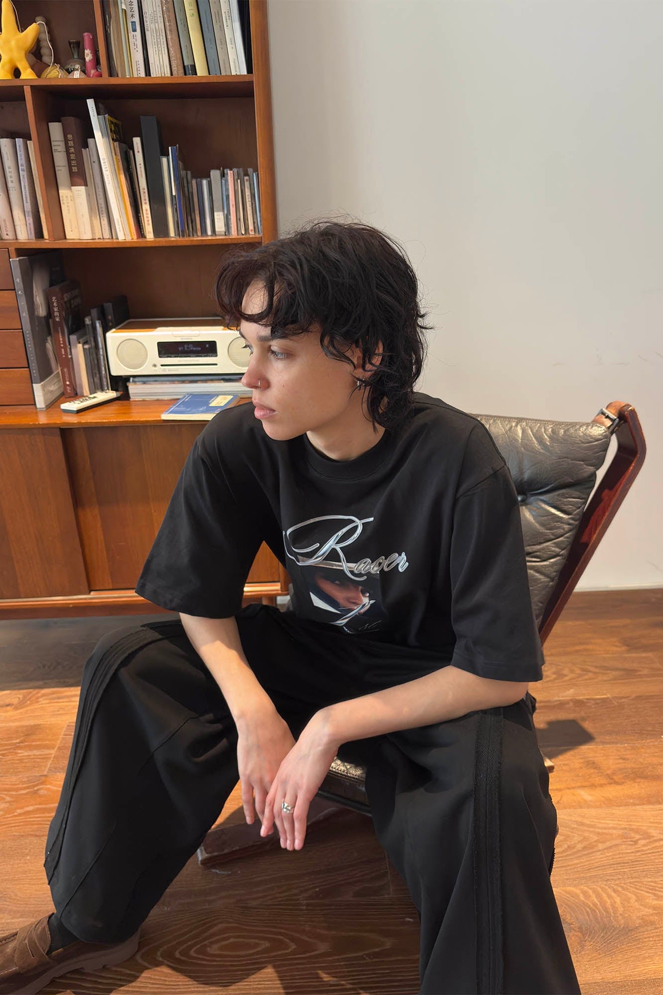 MIICHOUS Racer Portrait Graphic T-Shirt-T Shirt-S-Black-Free Shipping Leatheretro