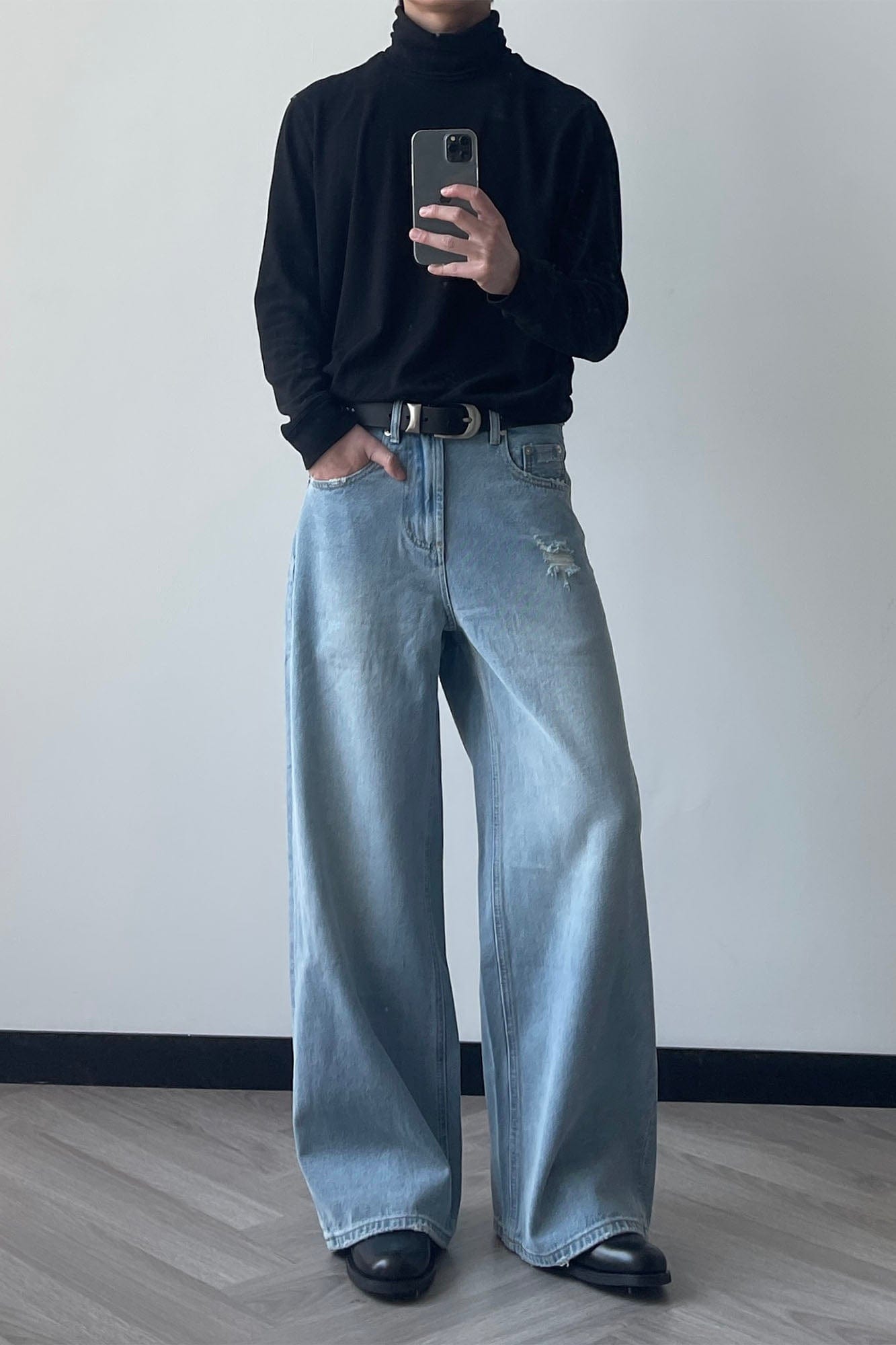 OKAYTHXBYE Minimalist Washed Wide-Leg Jeans-Jeans-S-Blue-Free Shipping Leatheretro