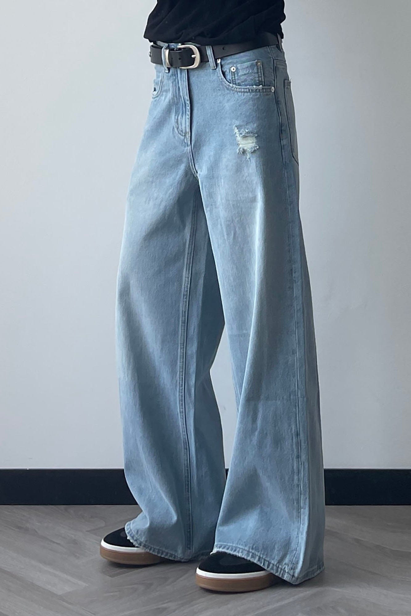 OKAYTHXBYE Minimalist Washed Wide-Leg Jeans-Jeans-S-Blue-Free Shipping Leatheretro