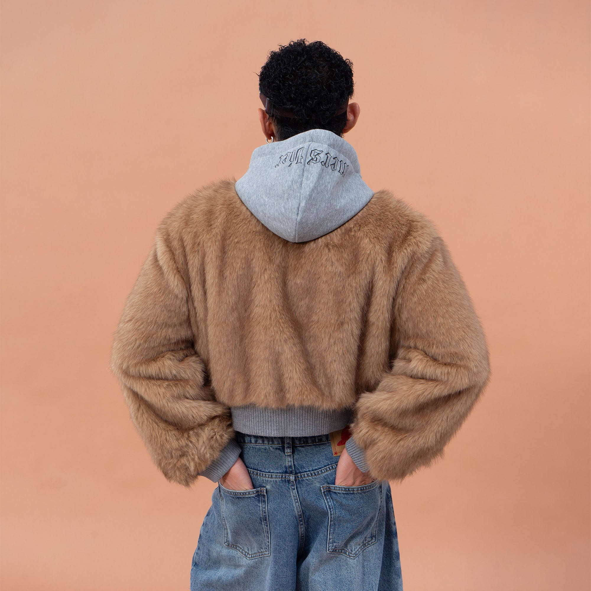 CLP Faux Fur Cropped Hooded Jacket-Jacket-S-Free Shipping Leatheretro