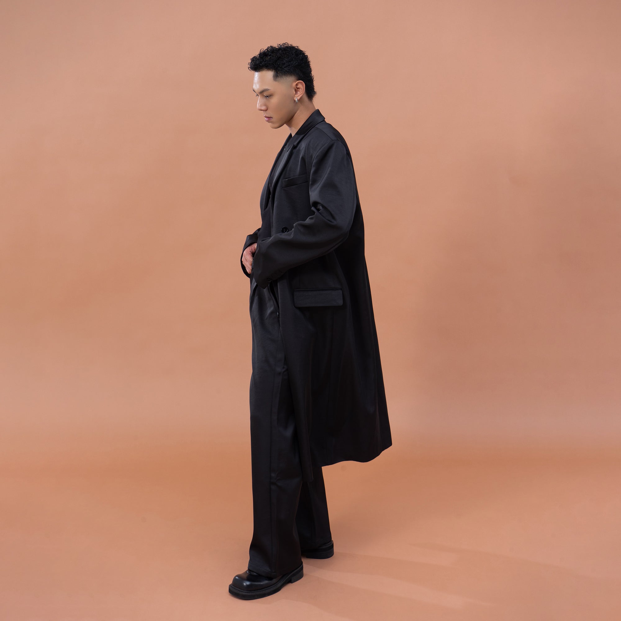 CLP Satin Padded Drape Coat-Jacket-S-Free Shipping Leatheretro