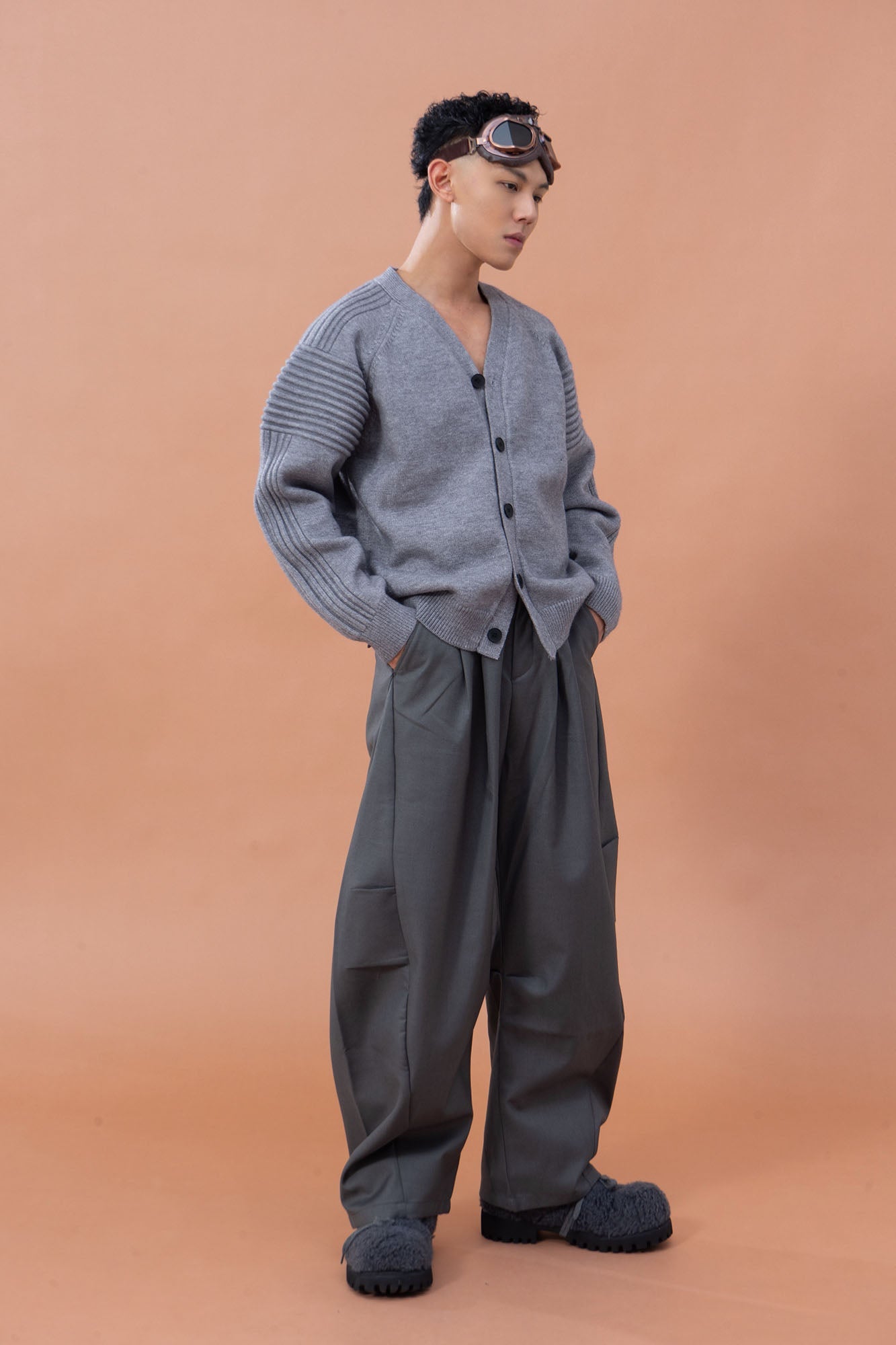 CLP Modern V-Neck Cardigan-Jacket-M-Red-Free Shipping Leatheretro