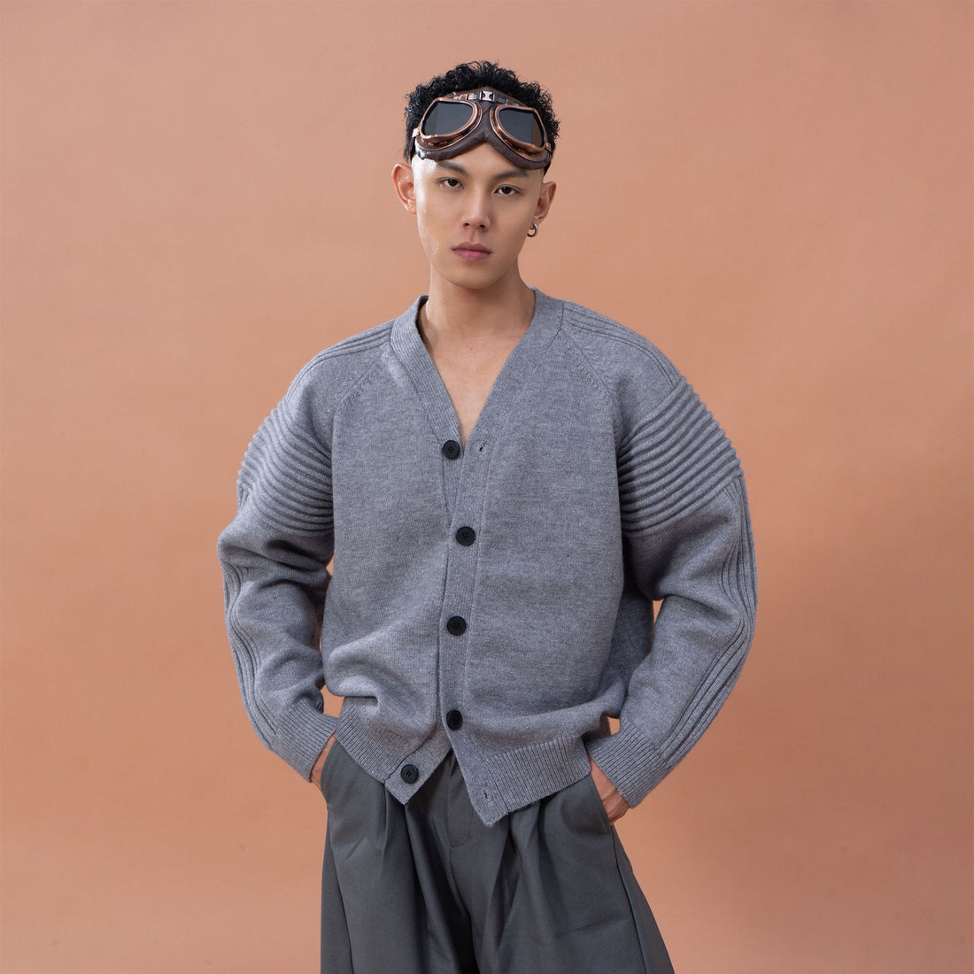 CLP Modern V-Neck Cardigan-Jacket-M-Red-Free Shipping Leatheretro