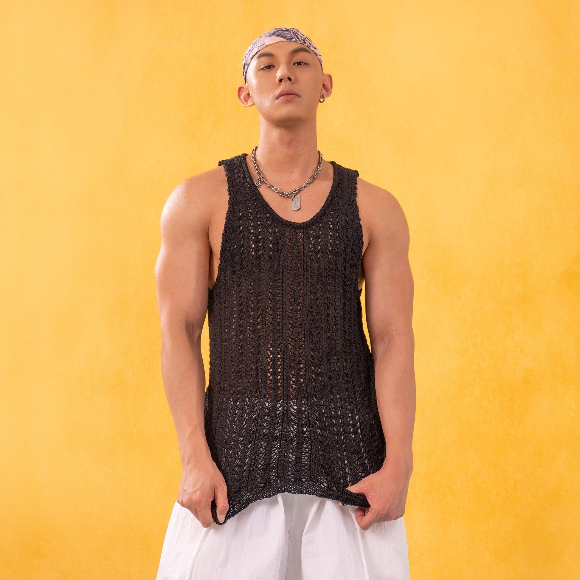 CLP Knitted Tank Top-Tank Top-M-Black-Free Shipping Leatheretro